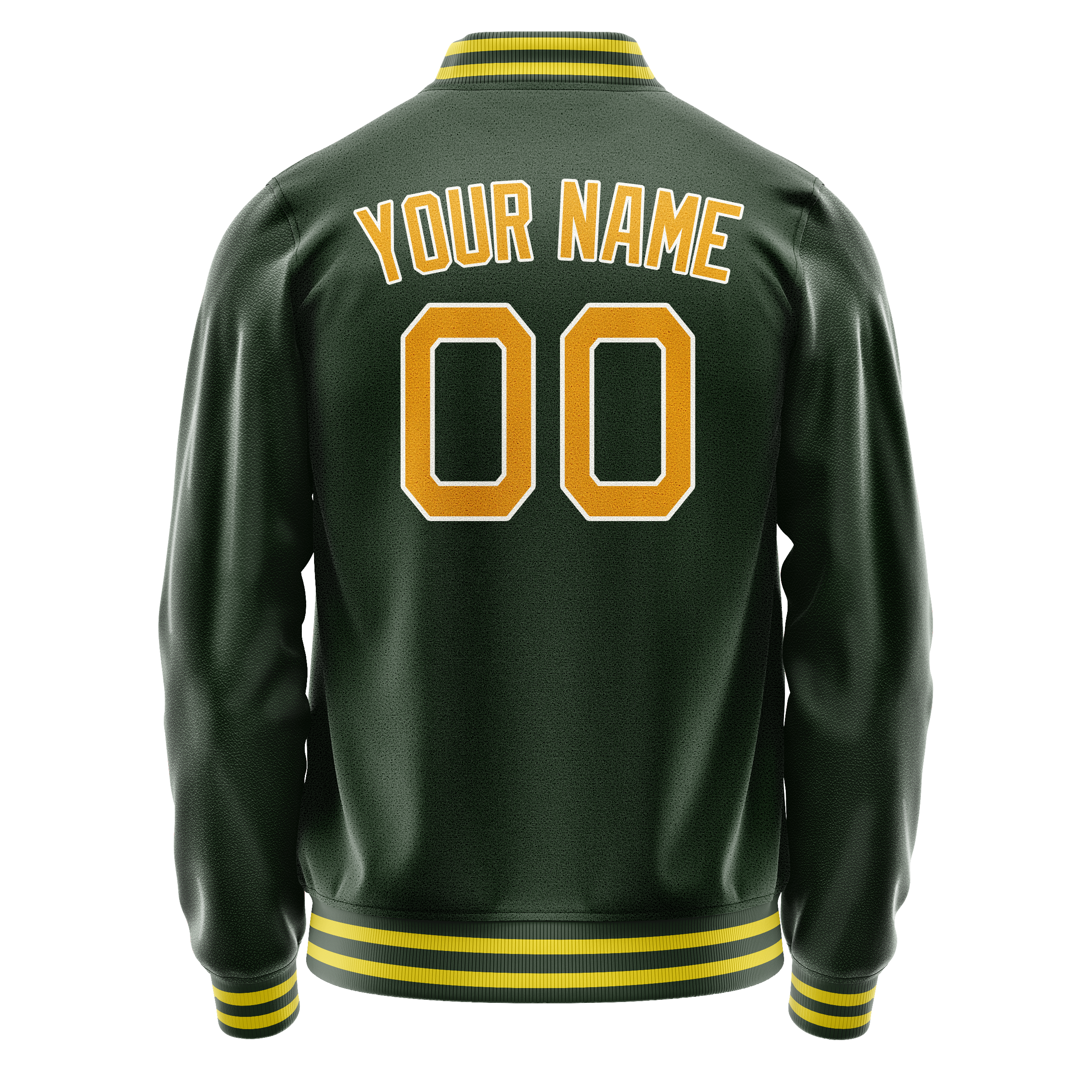 Custom Green Gold Solid Color Varsity Letterman Jacket JA02240617JG202