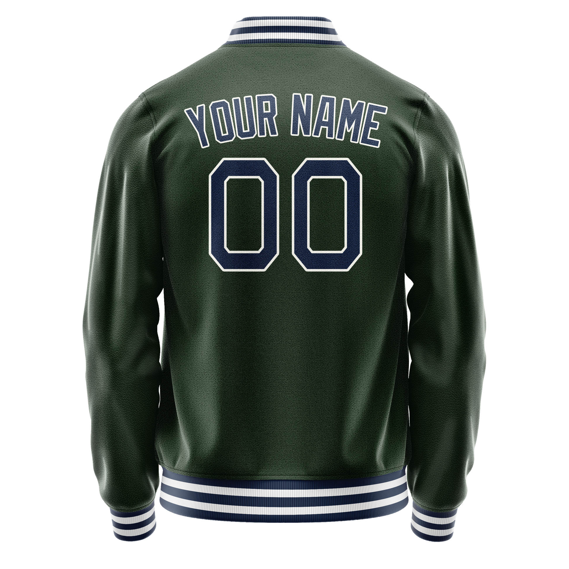 Custom Green Navy Solid Color Varsity Letterman Jacket JA02240617JG193