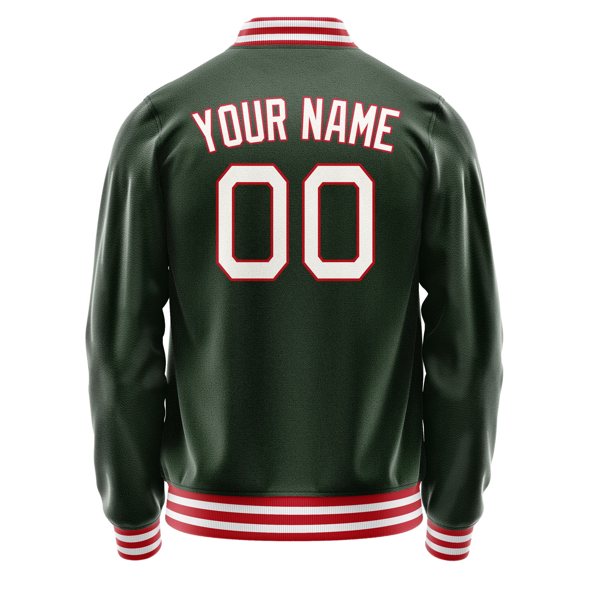 Custom Green White Solid Color Varsity Letterman Jacket JA02240617JG180