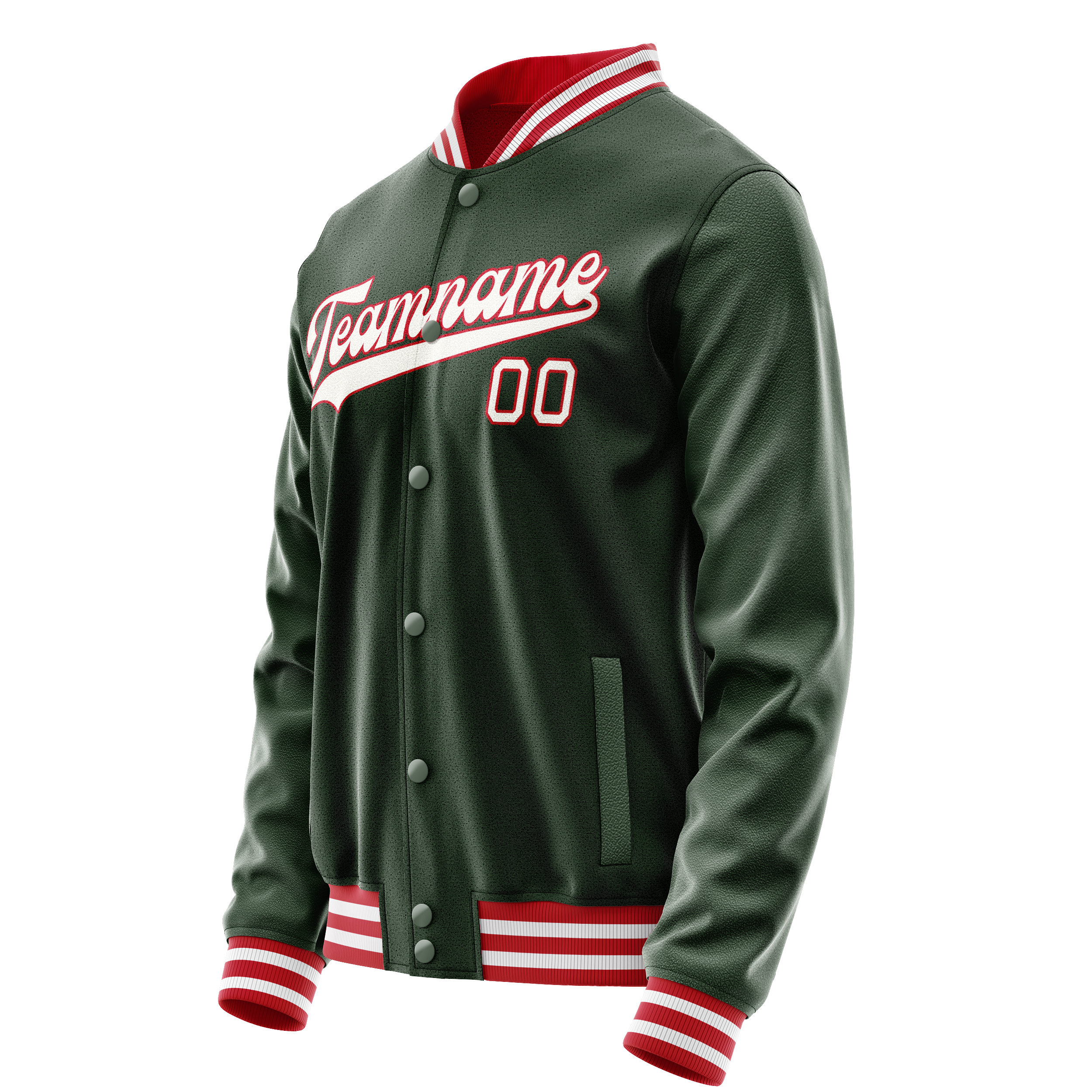 Custom Green White Solid Color Varsity Letterman Jacket JA02240617JG180