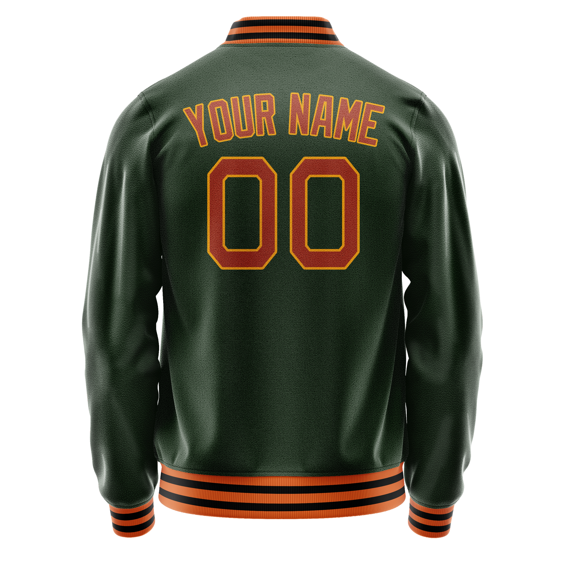 Custom Green Orange Solid Color Varsity Letterman Jacket JA02240617JG192