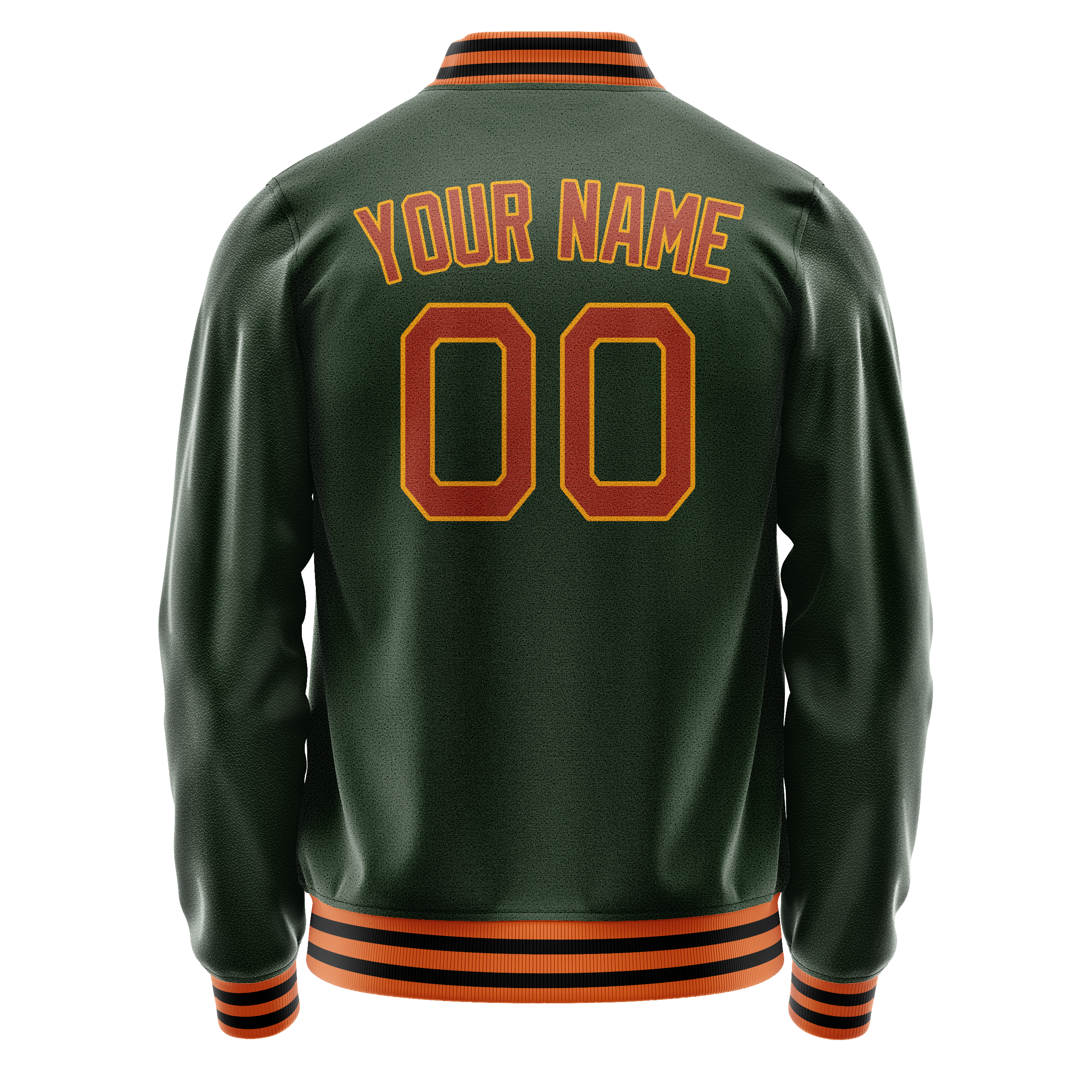 Custom Green Orange Solid Color Varsity Letterman Jacket JA02240617JG192