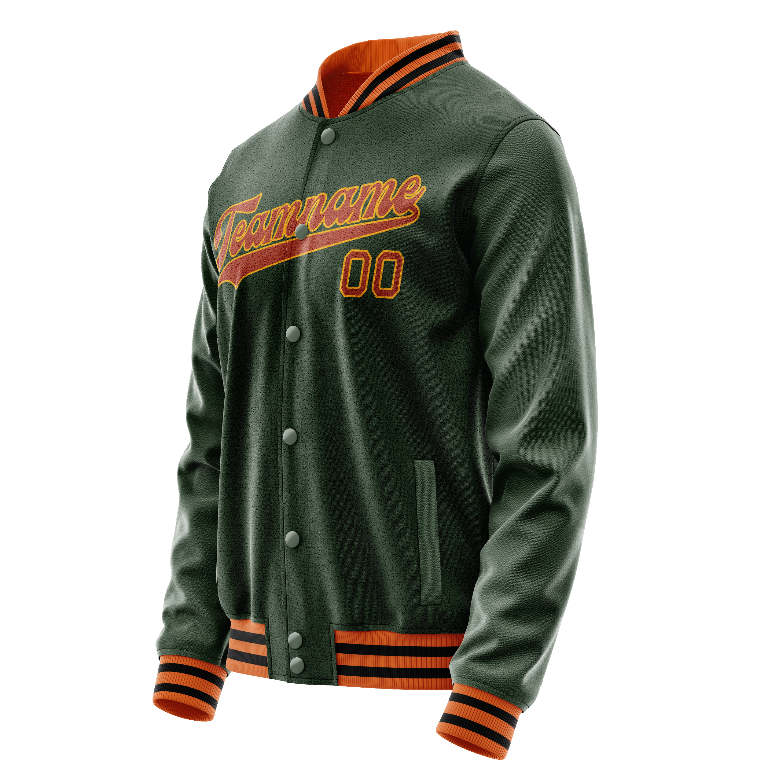 Custom Green Orange Solid Color Varsity Letterman Jacket JA02240617JG192