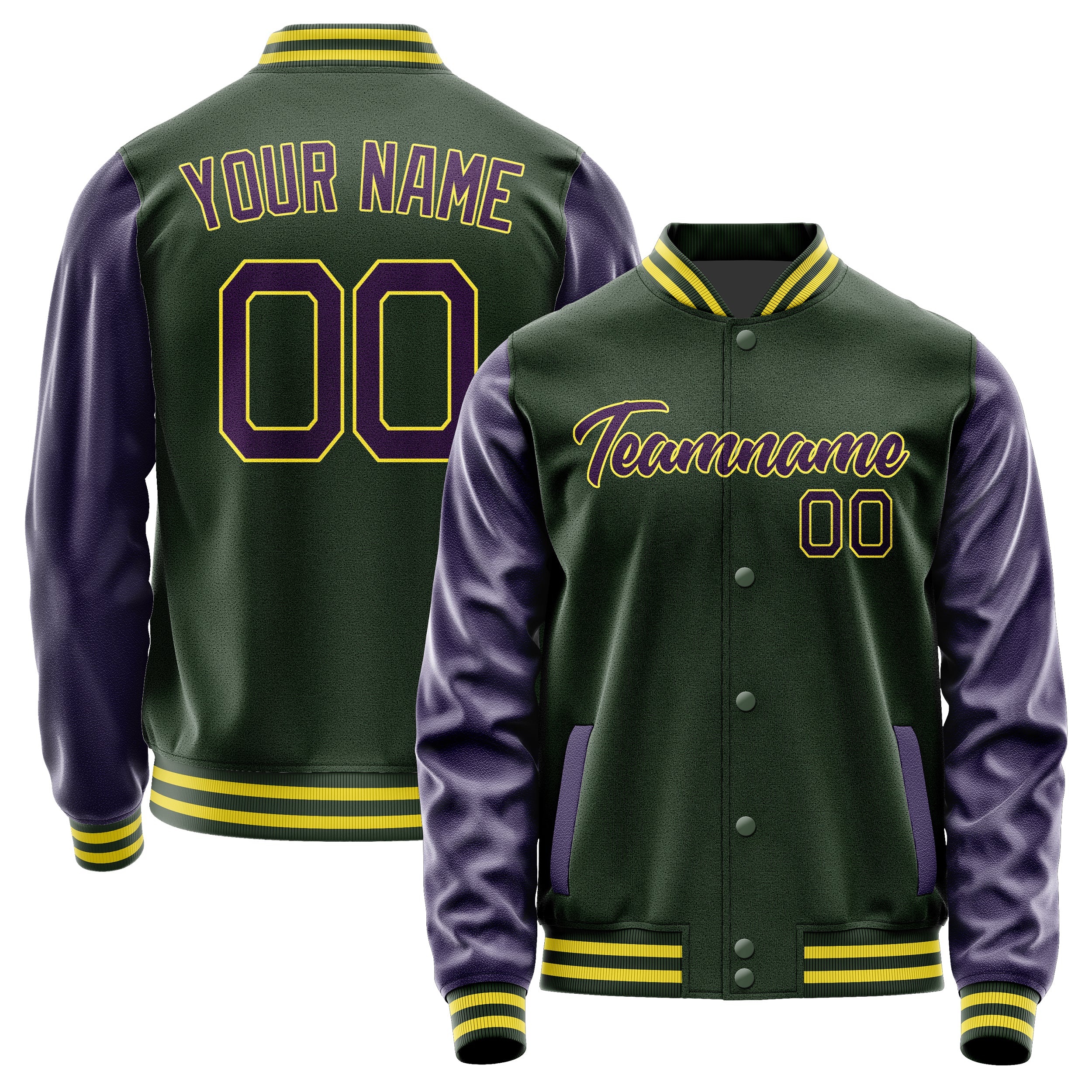 Custom Dark Green Purple Jacket JA0606070626B22607