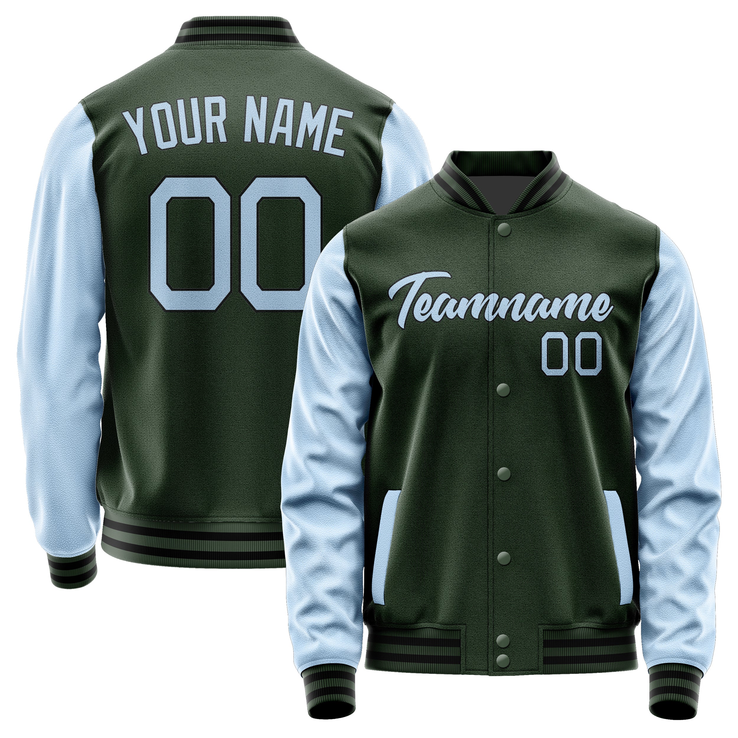 Custom Dark Green Light Blue Jacket JA0606080617B21708