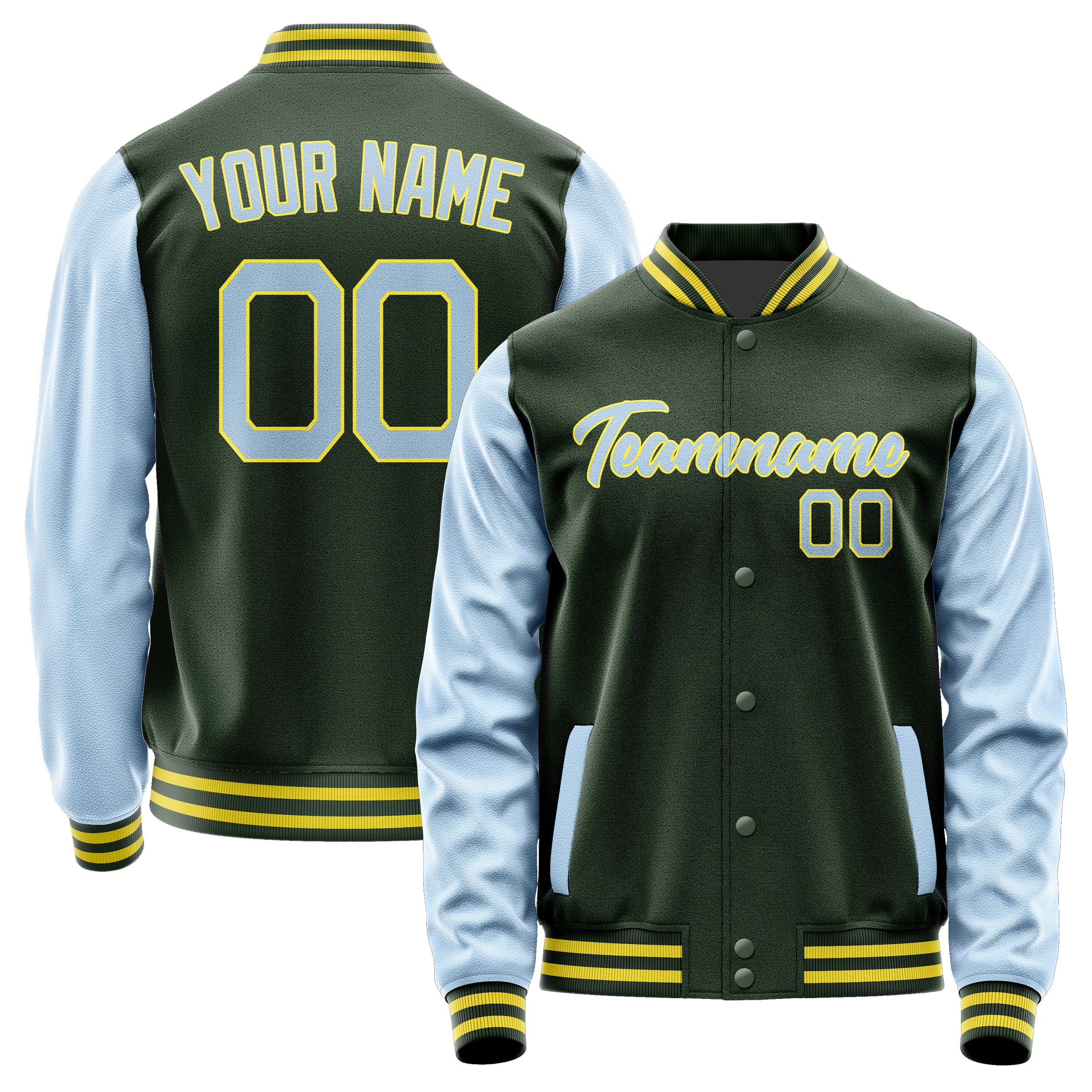 Custom Dark Green Light Blue Jacket JA0606080626B22608