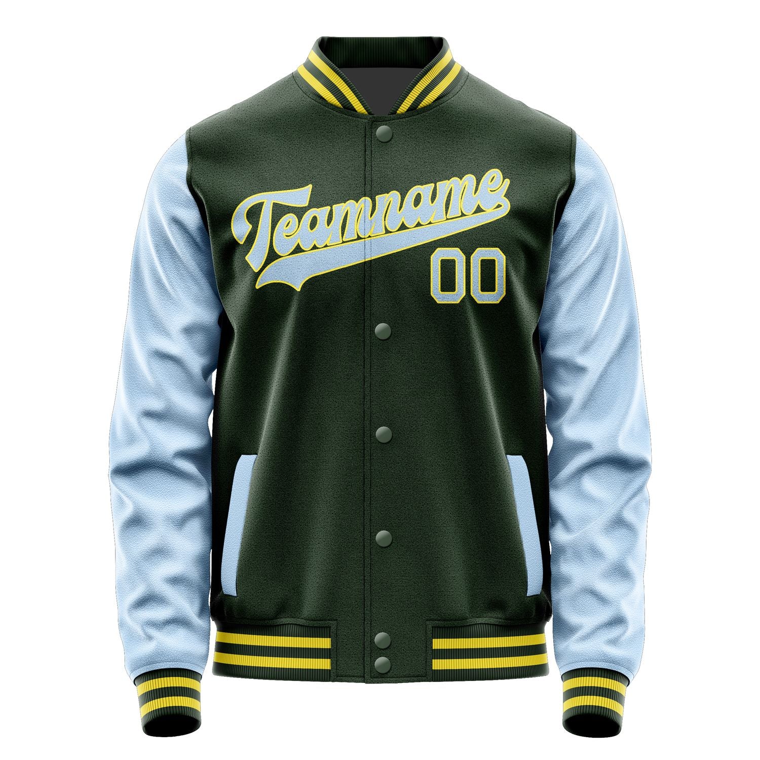Custom Dark Green Light Blue Jacket JA0606080626B32608