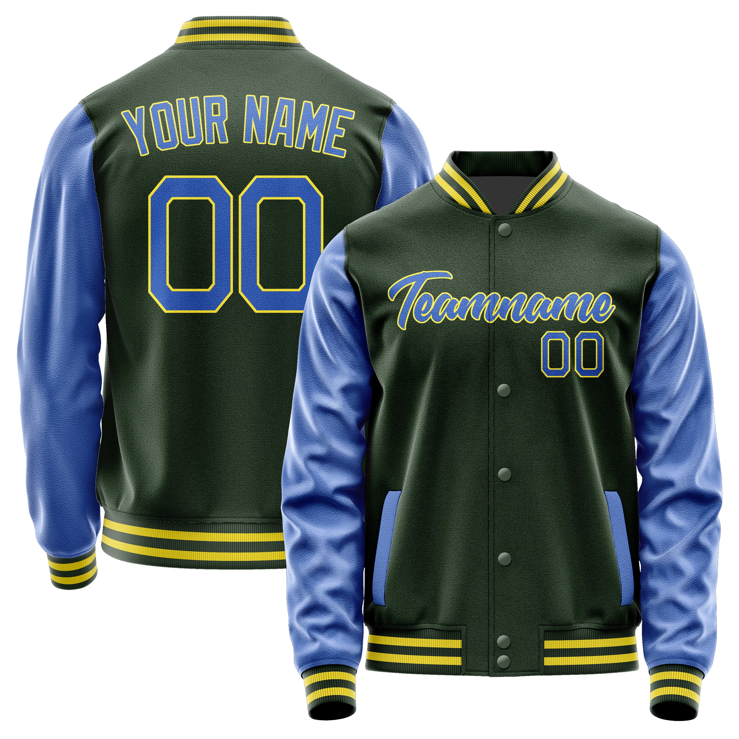 Custom Dark Green Sky Blue Jacket JA0606090626B22609