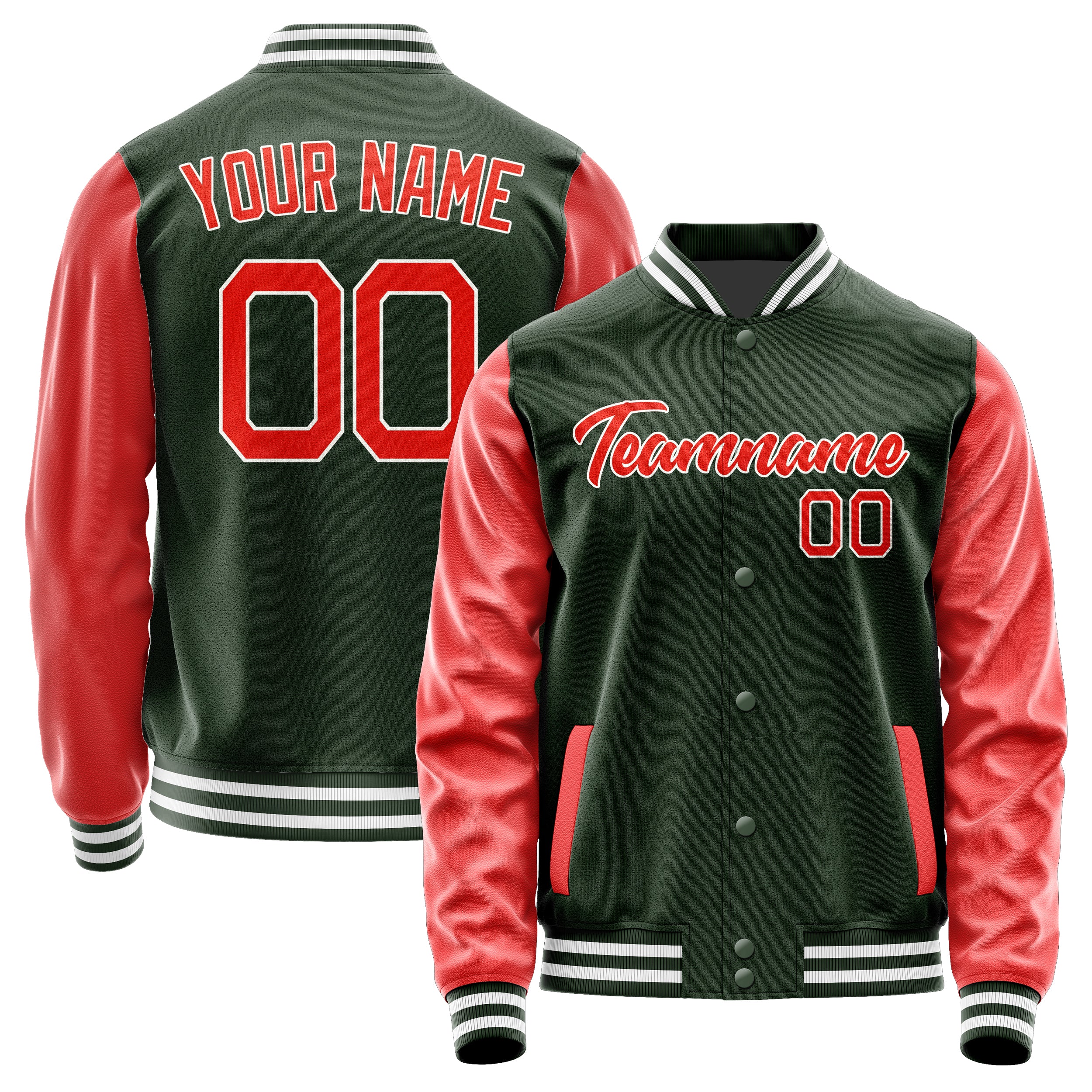 Custom Dark Green Orange Red Jacket JA0606120618B21812