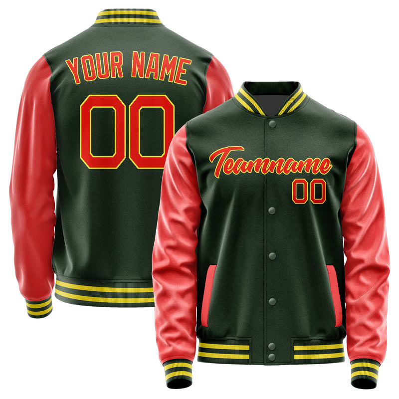 Custom Dark Green Orange Red Jacket JA0606120626B22612