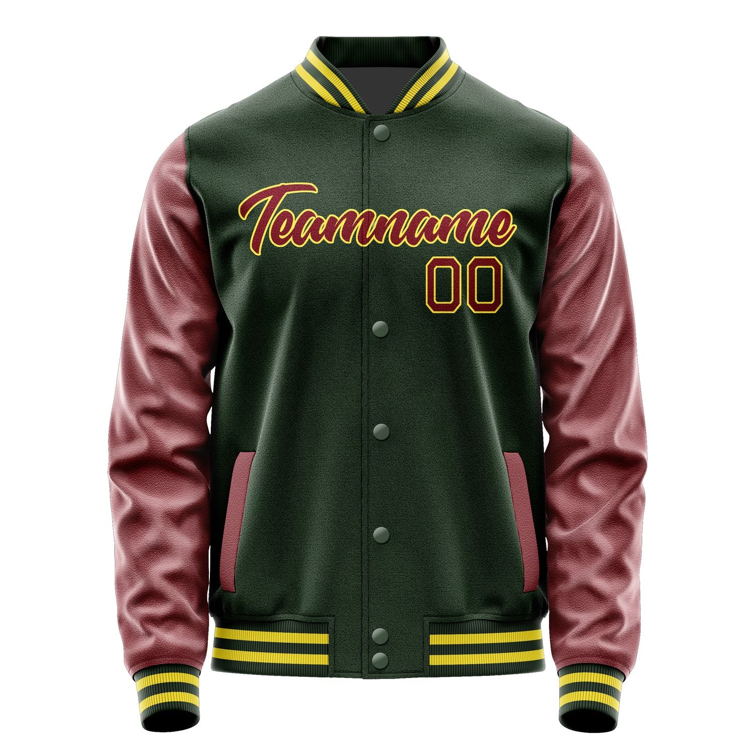 Custom Dark Green Crimson Red Jacket JA0606150626B22615