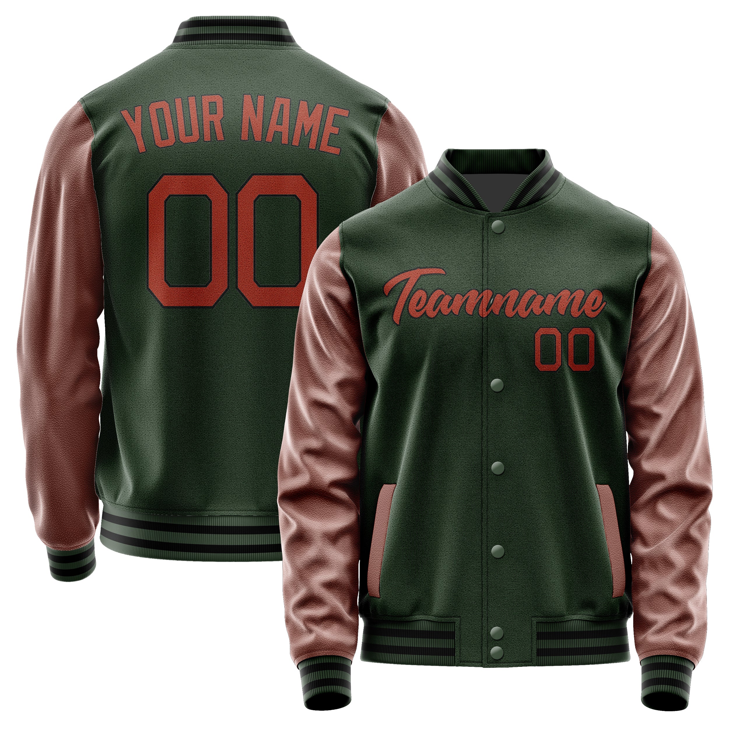 Custom Dark Green Coral Red Jacket JA0606160617B21716