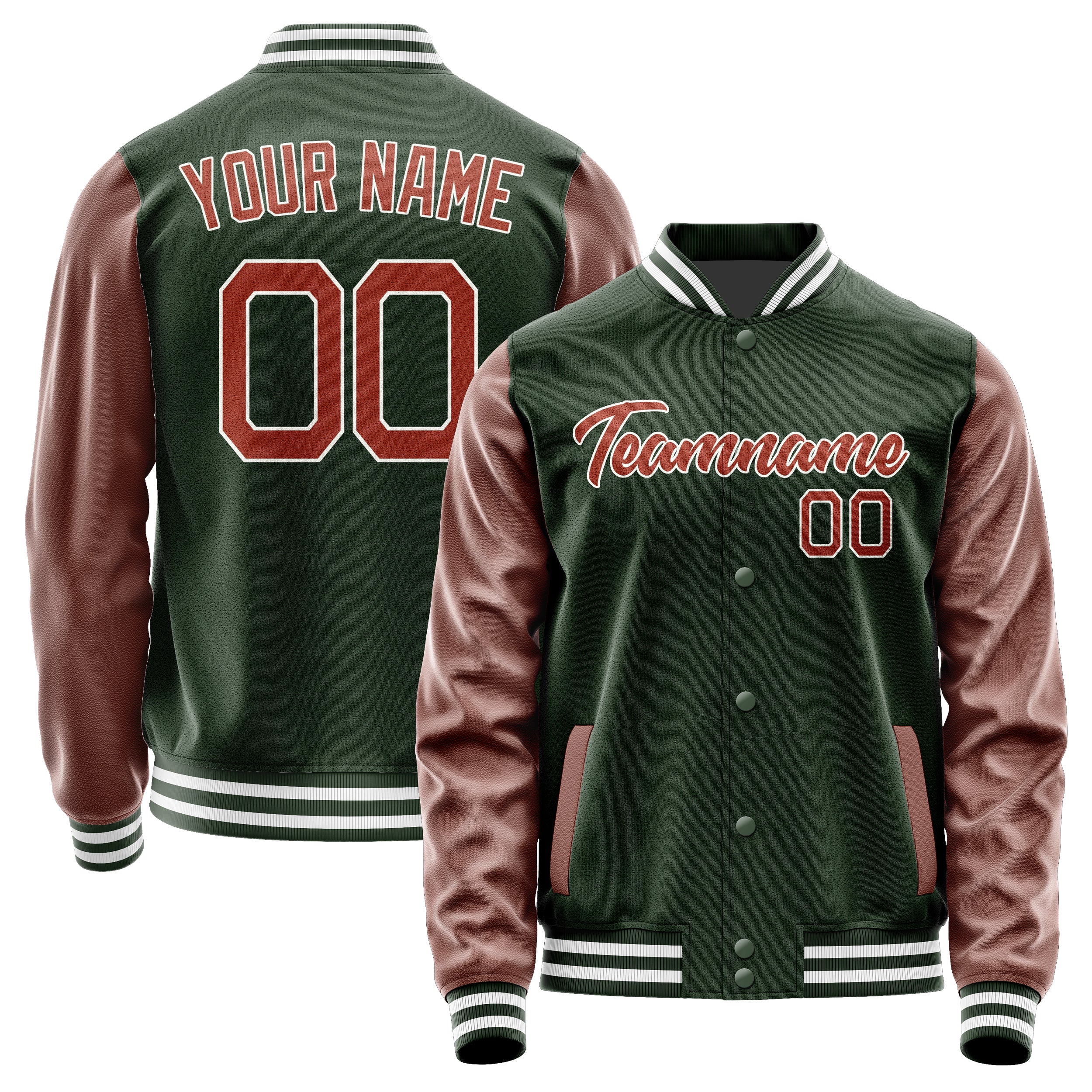 Custom Dark Green Coral Red Jacket JA0606160618B21816