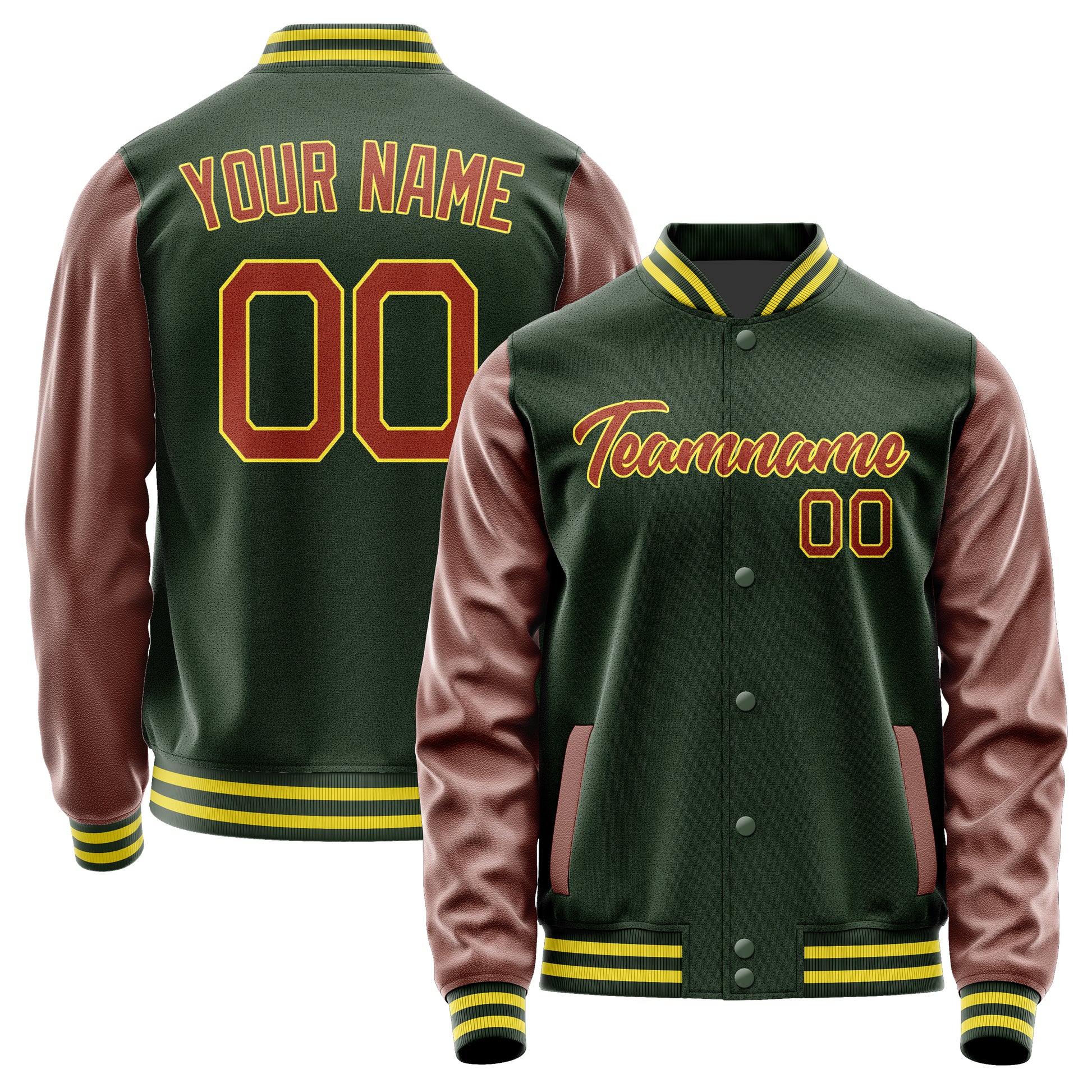 Custom Dark Green Coral Red Jacket JA0606160626B22616