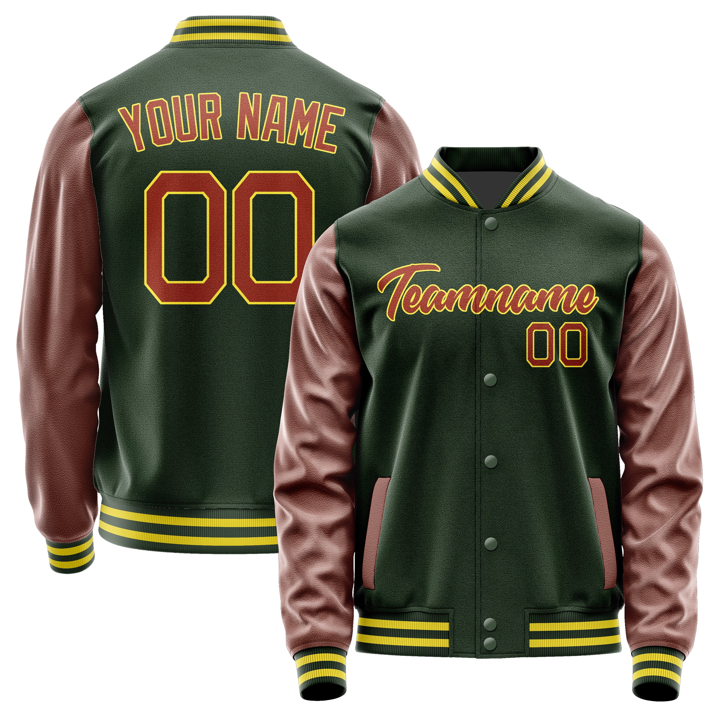 Custom Dark Green Coral Red Jacket JA0606160626B22616