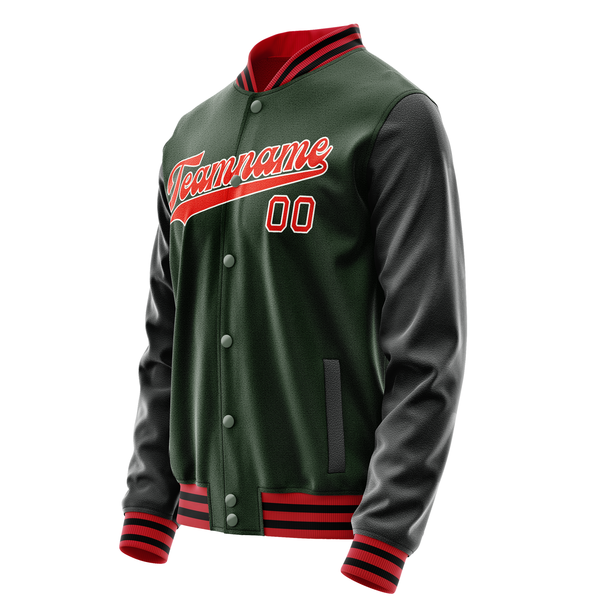 Custom Green Orange Solid Color Varsity Letterman Jacket JA02240617JG201