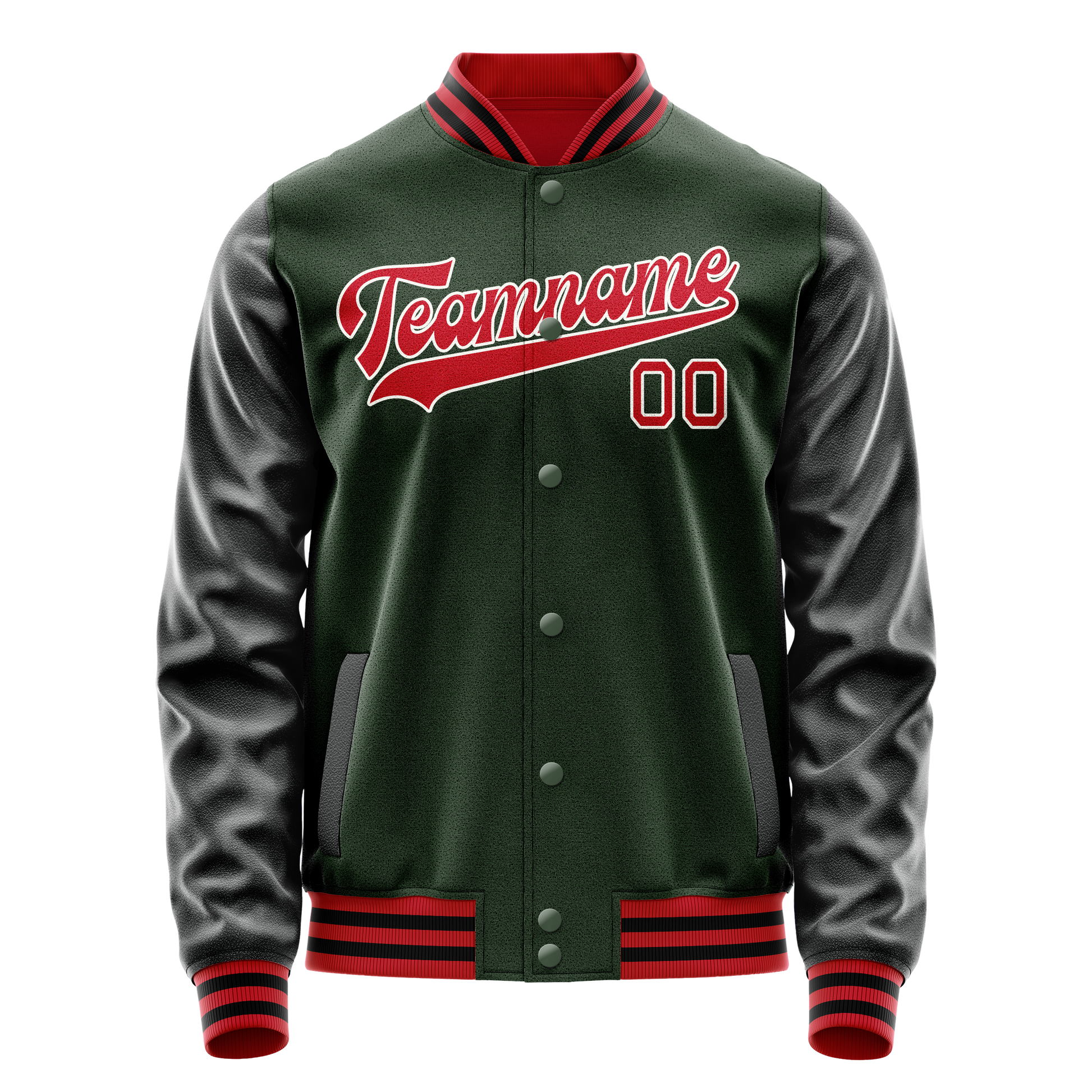 Custom Green Orange Solid Color Varsity Letterman Jacket JA02240617JG203