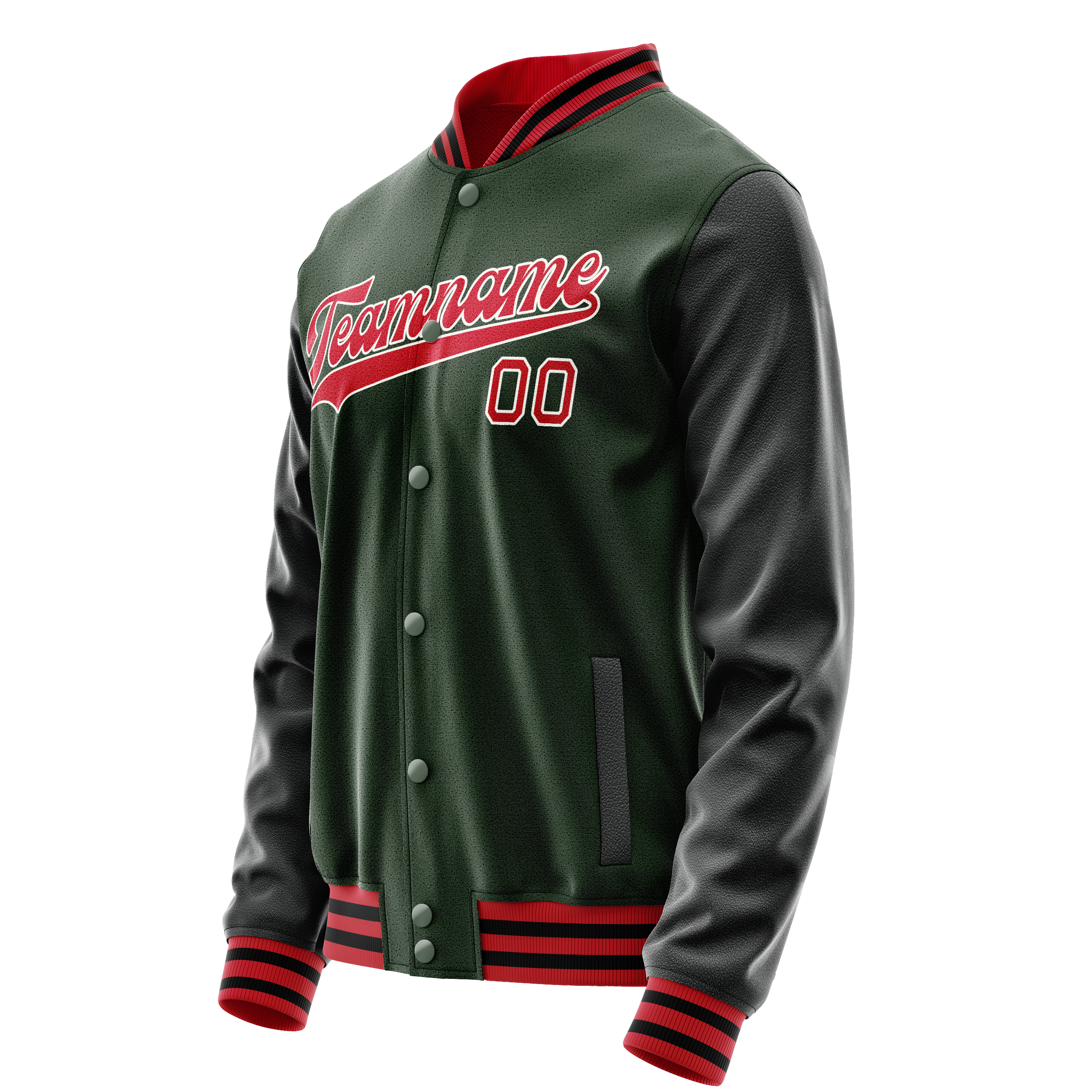 Custom Green Orange Solid Color Varsity Letterman Jacket JA02240617JG203