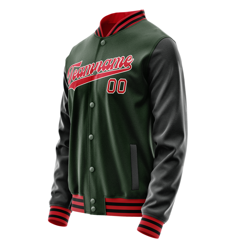 Custom Green Orange Solid Color Varsity Letterman Jacket JA02240617JG203