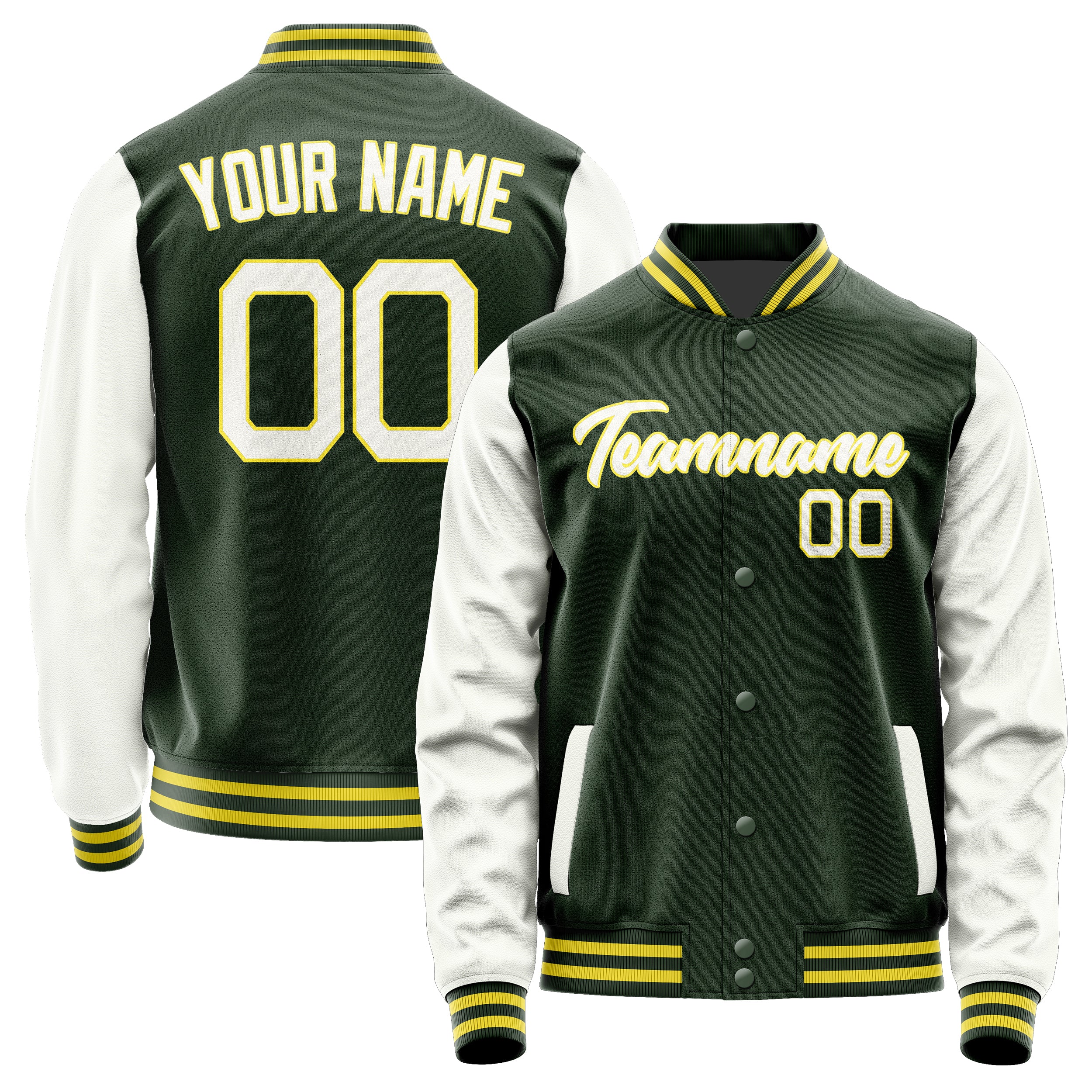 Custom Dark Green White Jacket JA0606180626B22618