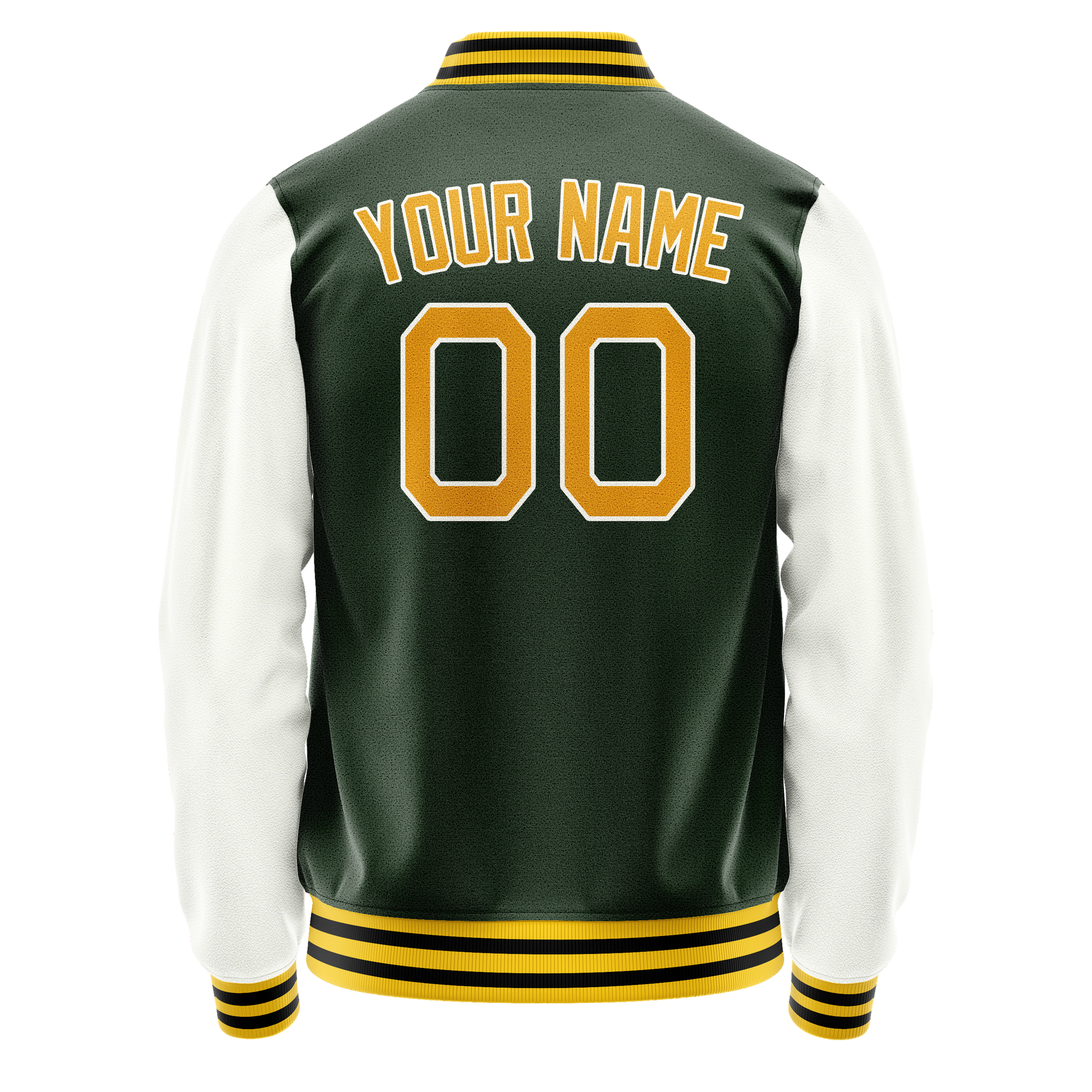 Custom Green Gold Solid Color Varsity Letterman Jacket JA02240617JG191