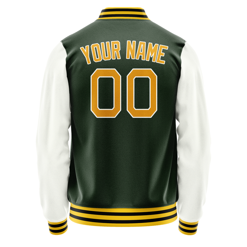 Custom Green Gold Solid Color Varsity Letterman Jacket JA02240617JG191