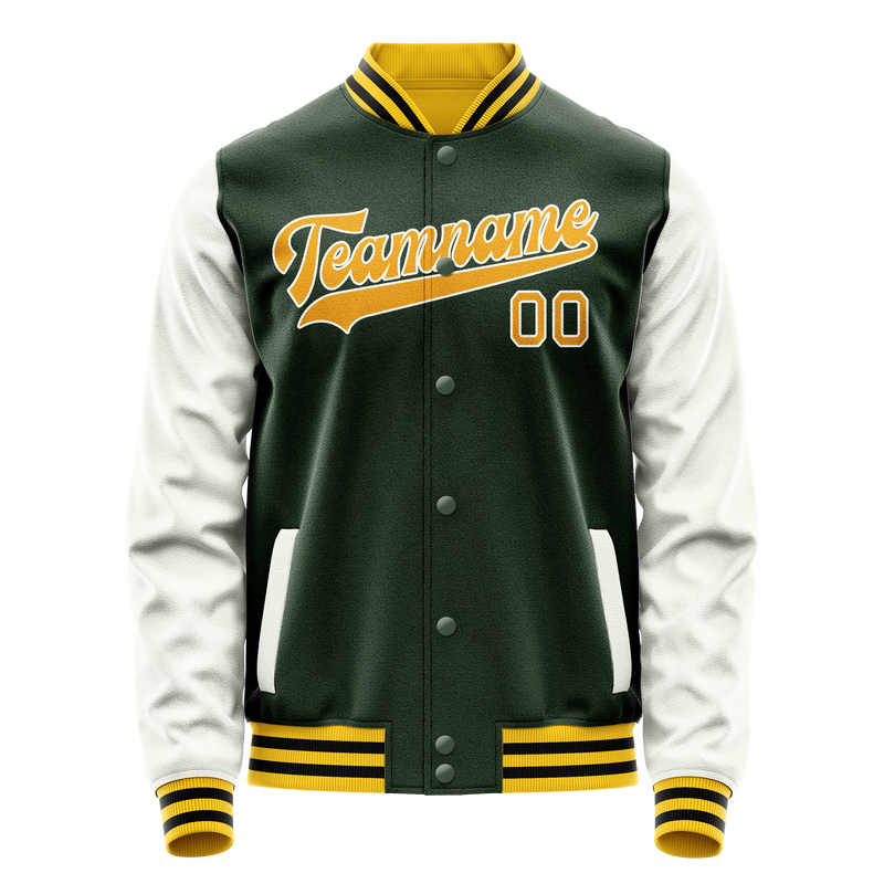 Custom Green Gold Solid Color Varsity Letterman Jacket JA02240617JG191