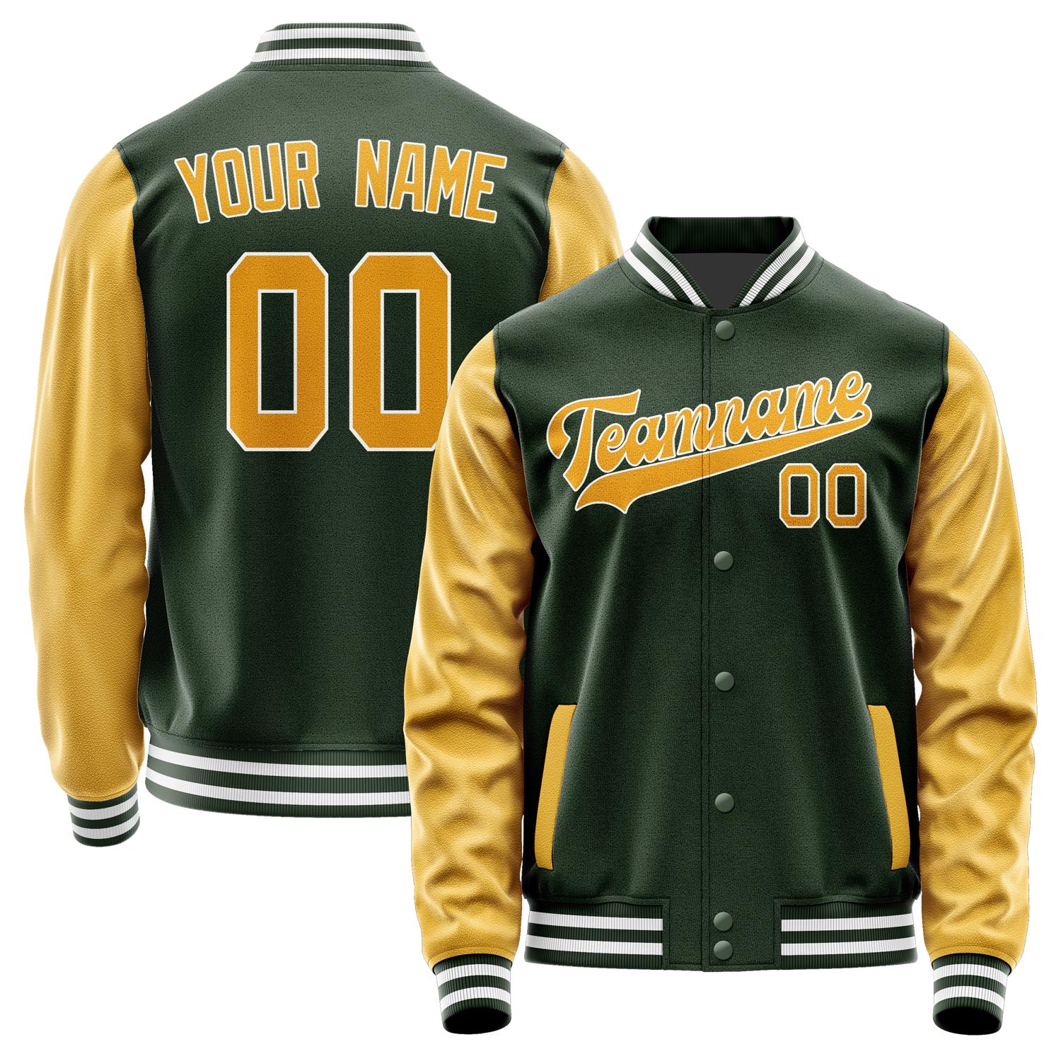Custom Dark Green Yellow Jacket JA0606190618B31819