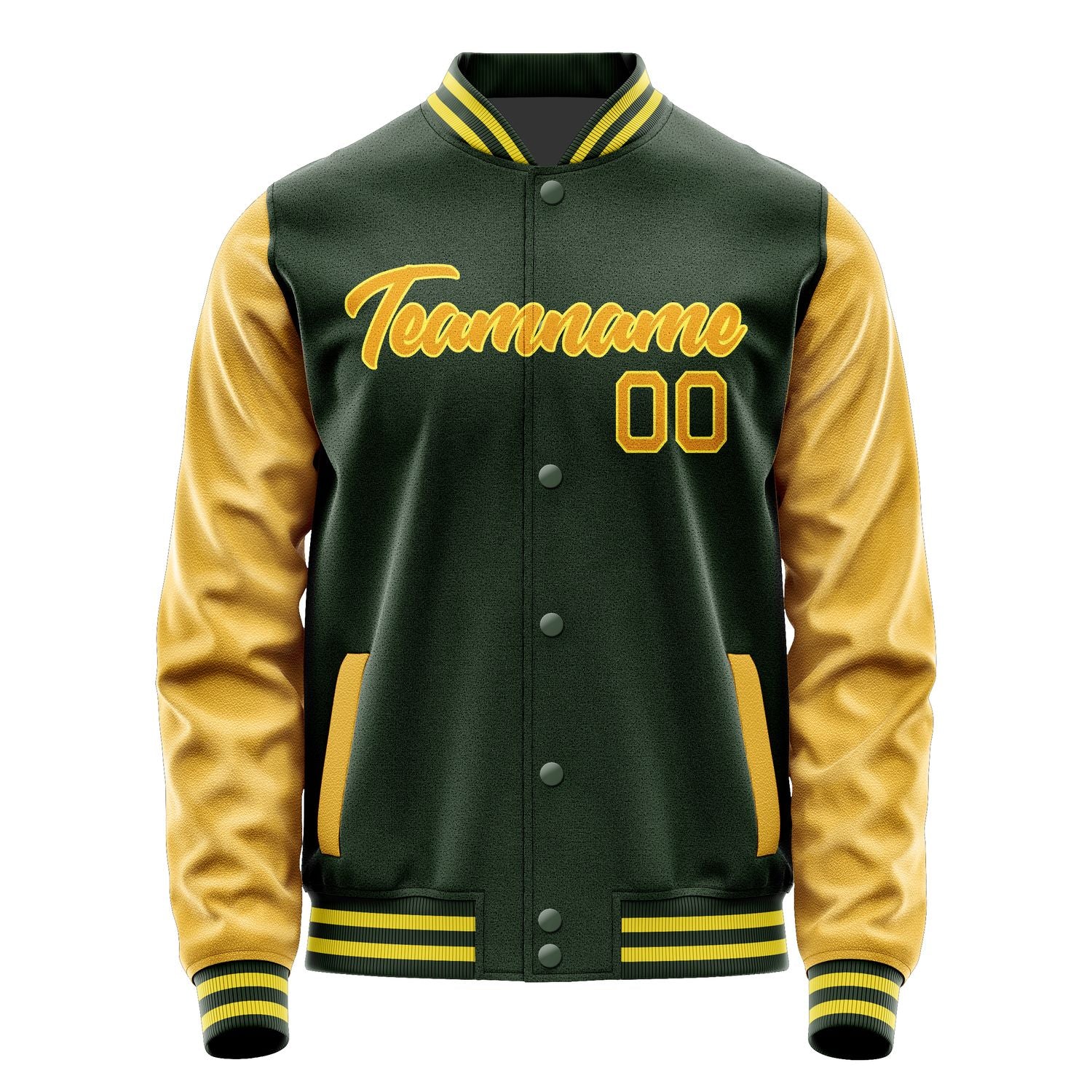Custom Dark Green Yellow Jacket JA0606190626B22619