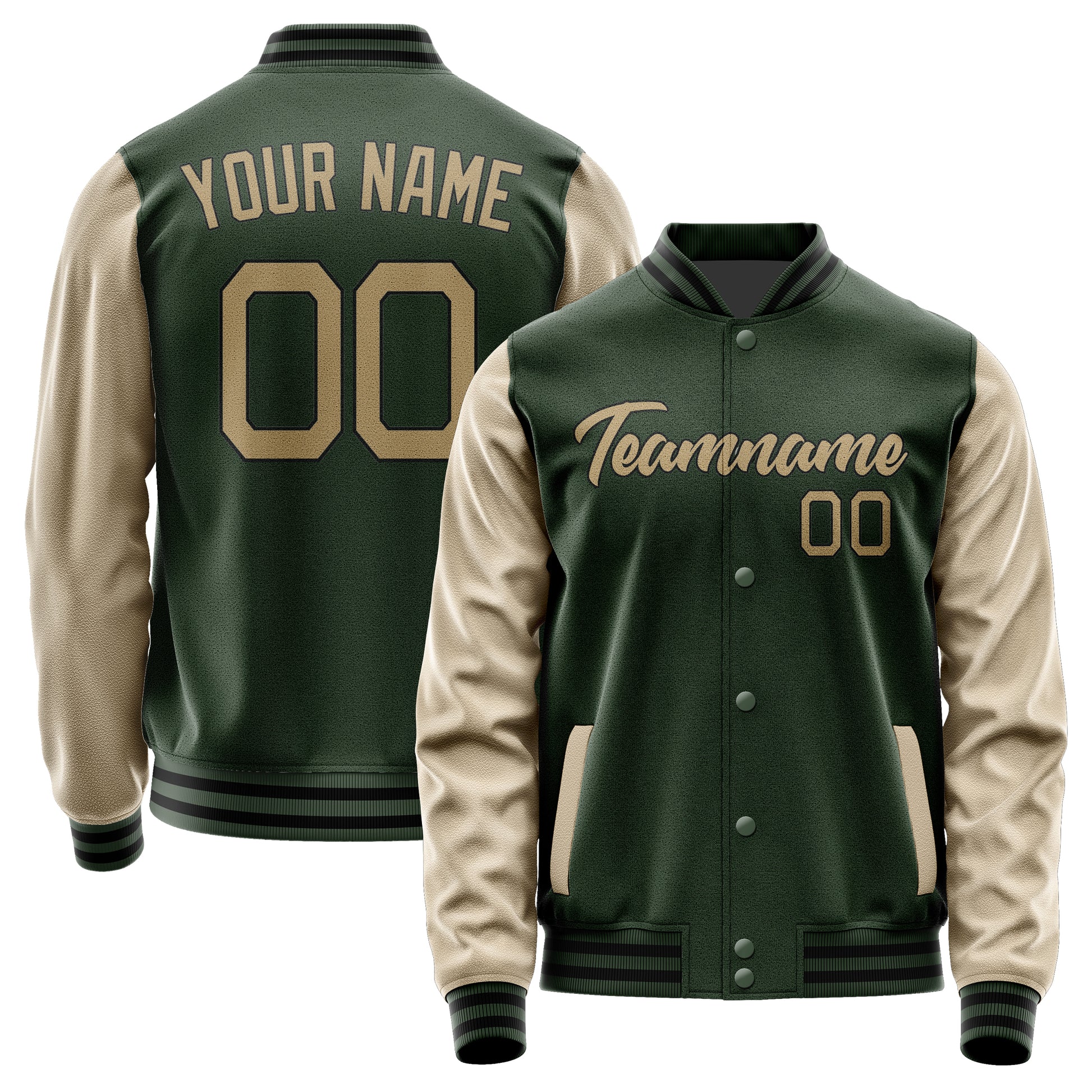 Custom Dark Green Light Khaki Jacket JA0606250617B21725