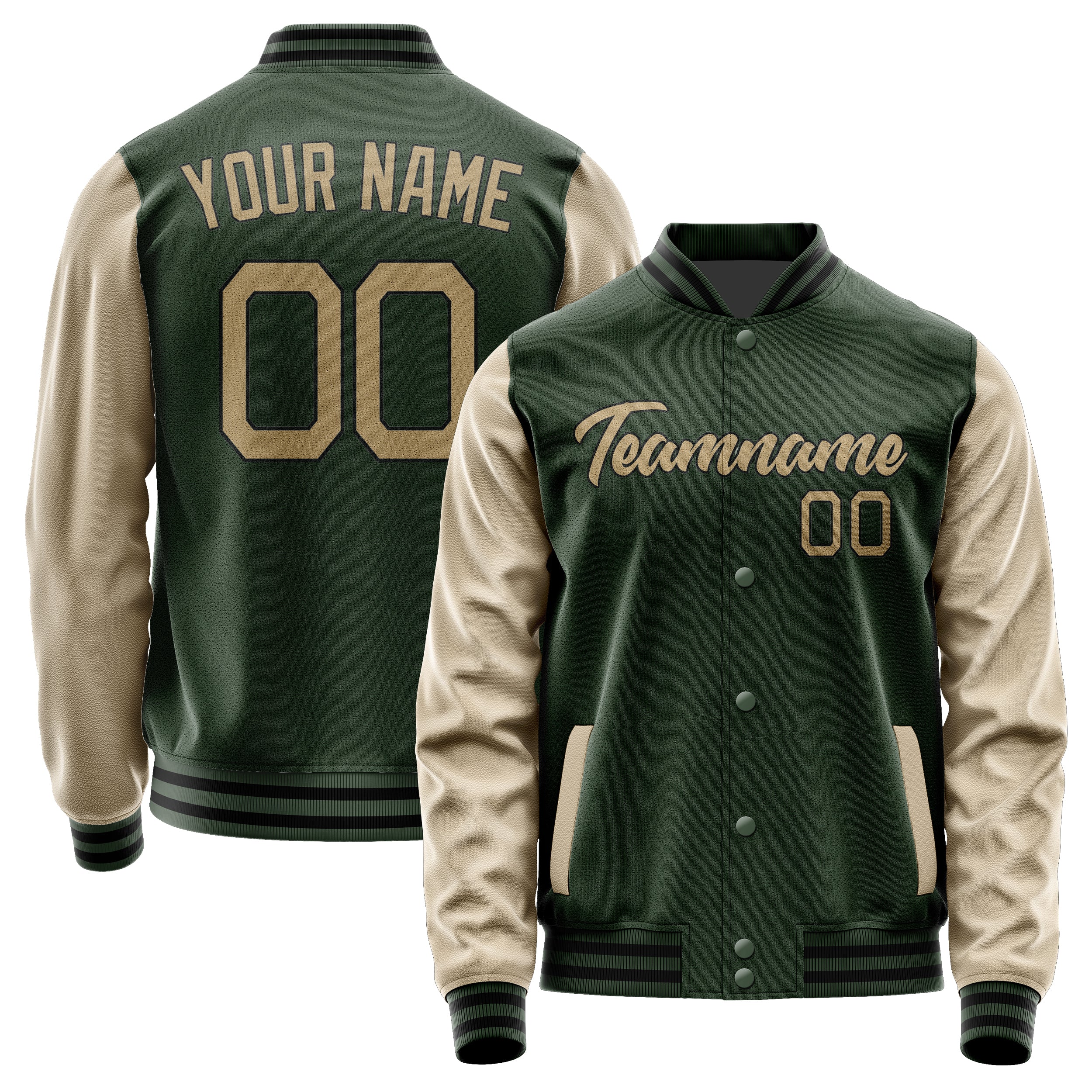 Custom Dark Green Light Khaki Jacket JA0606250617B21725