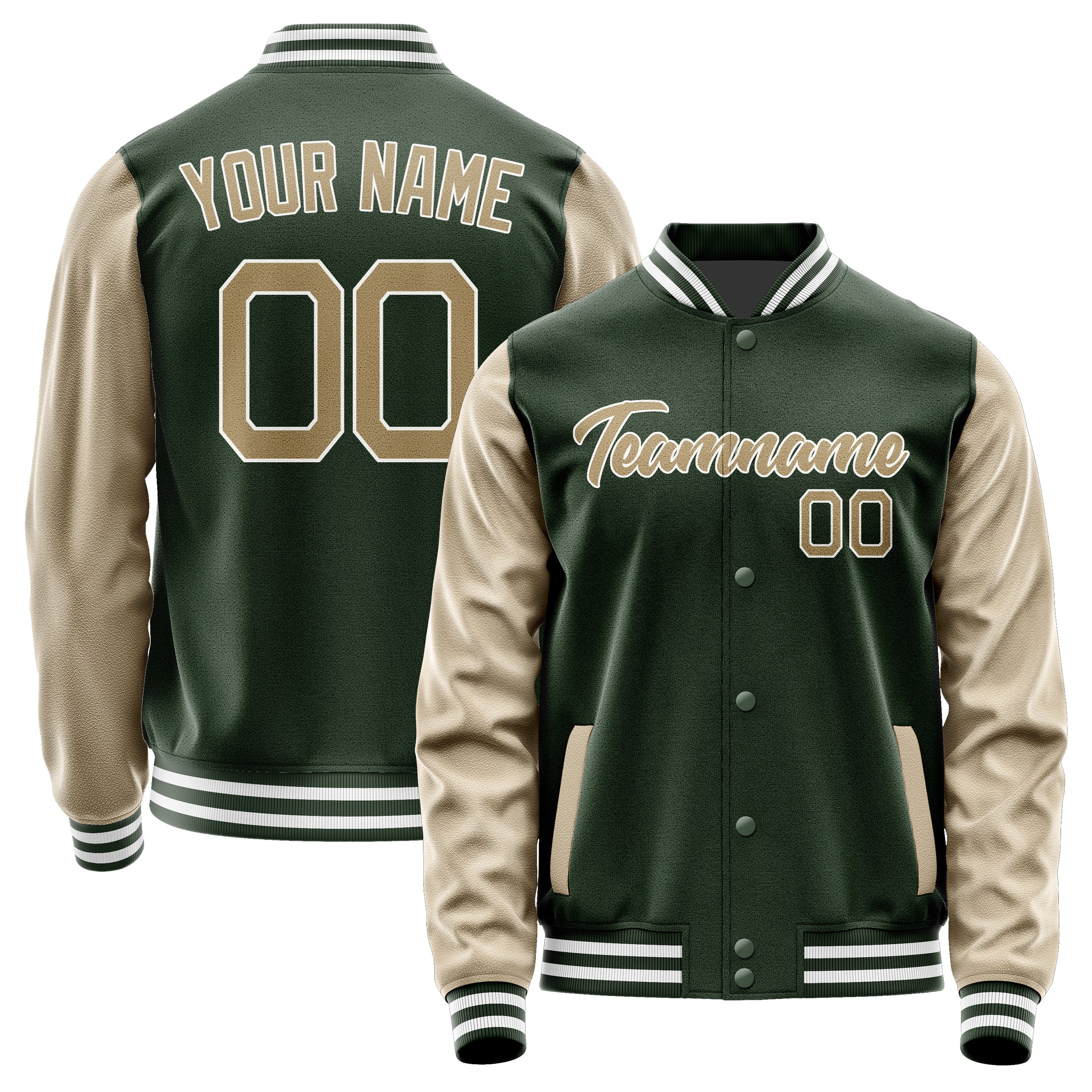 Custom Dark Green Light Khaki Jacket JA0606250618B21825