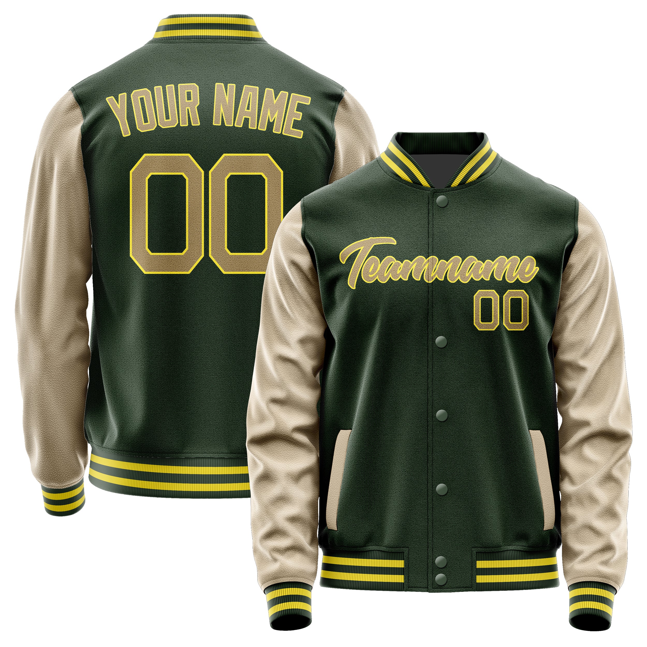 Custom Dark Green Light Khaki Jacket JA0606250626B22625