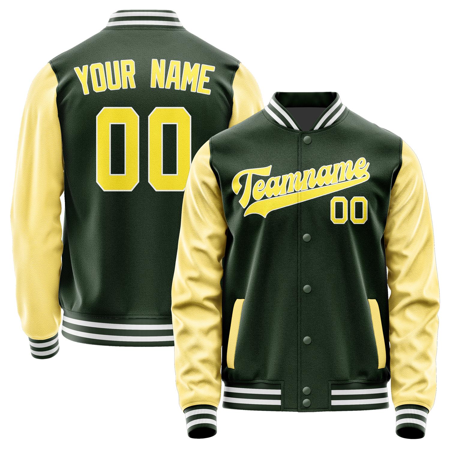 Custom Dark Green Light Yellow Jacket JA0606260618B31826