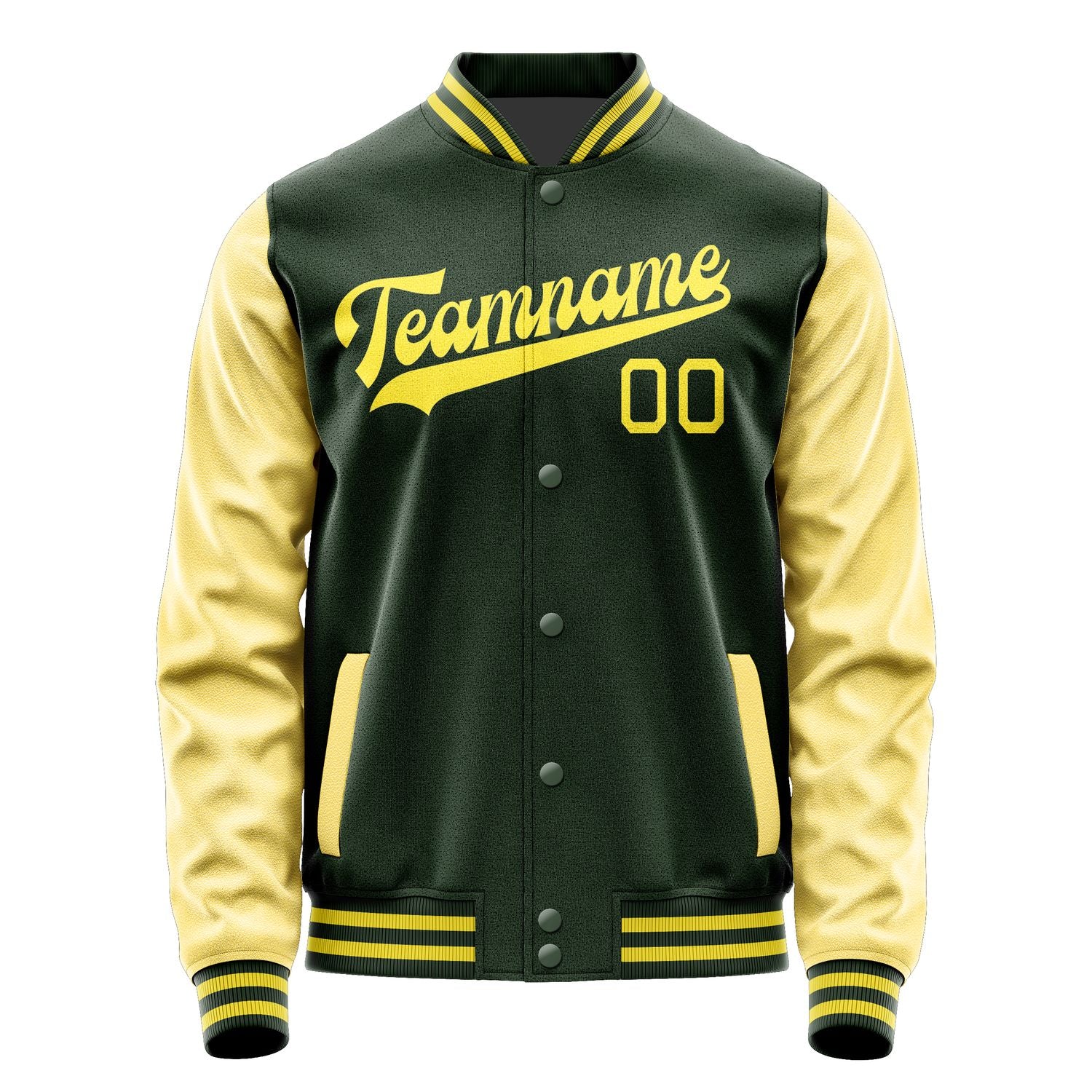 Custom Dark Green Light Yellow Jacket JA0606260626B32626