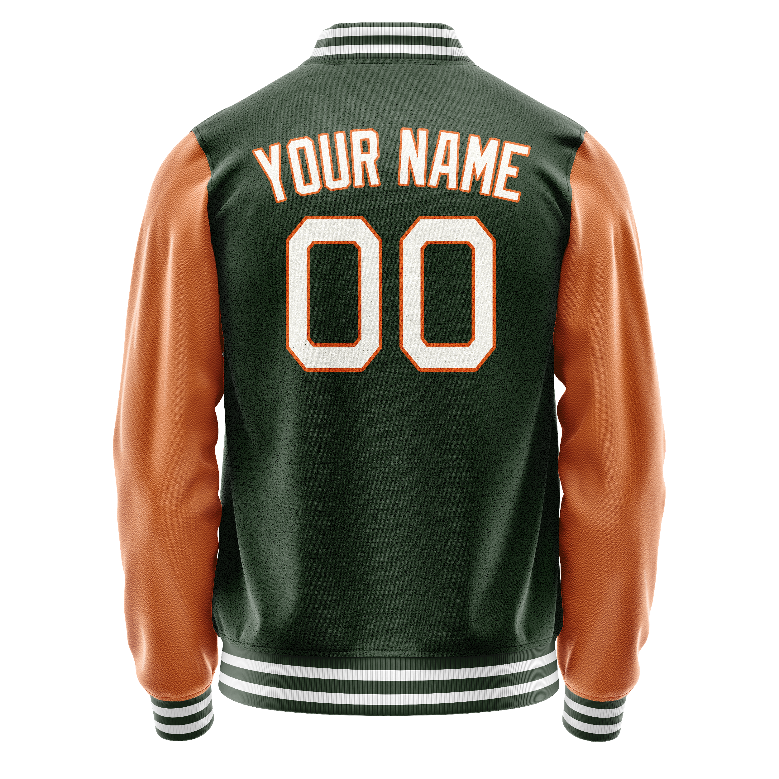 Custom Green Orange Solid Color Varsity Letterman Jacket JA02240617JG198