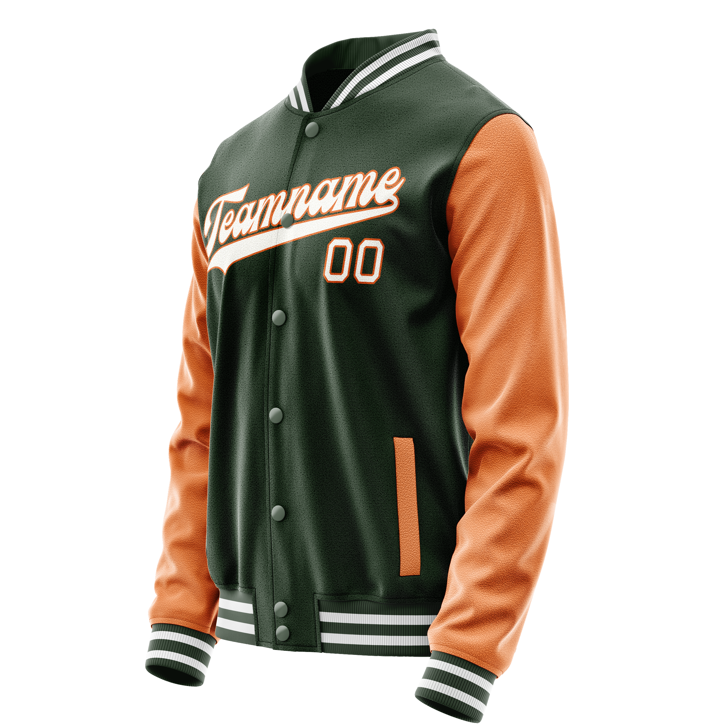 Custom Green Orange Solid Color Varsity Letterman Jacket JA02240617JG198