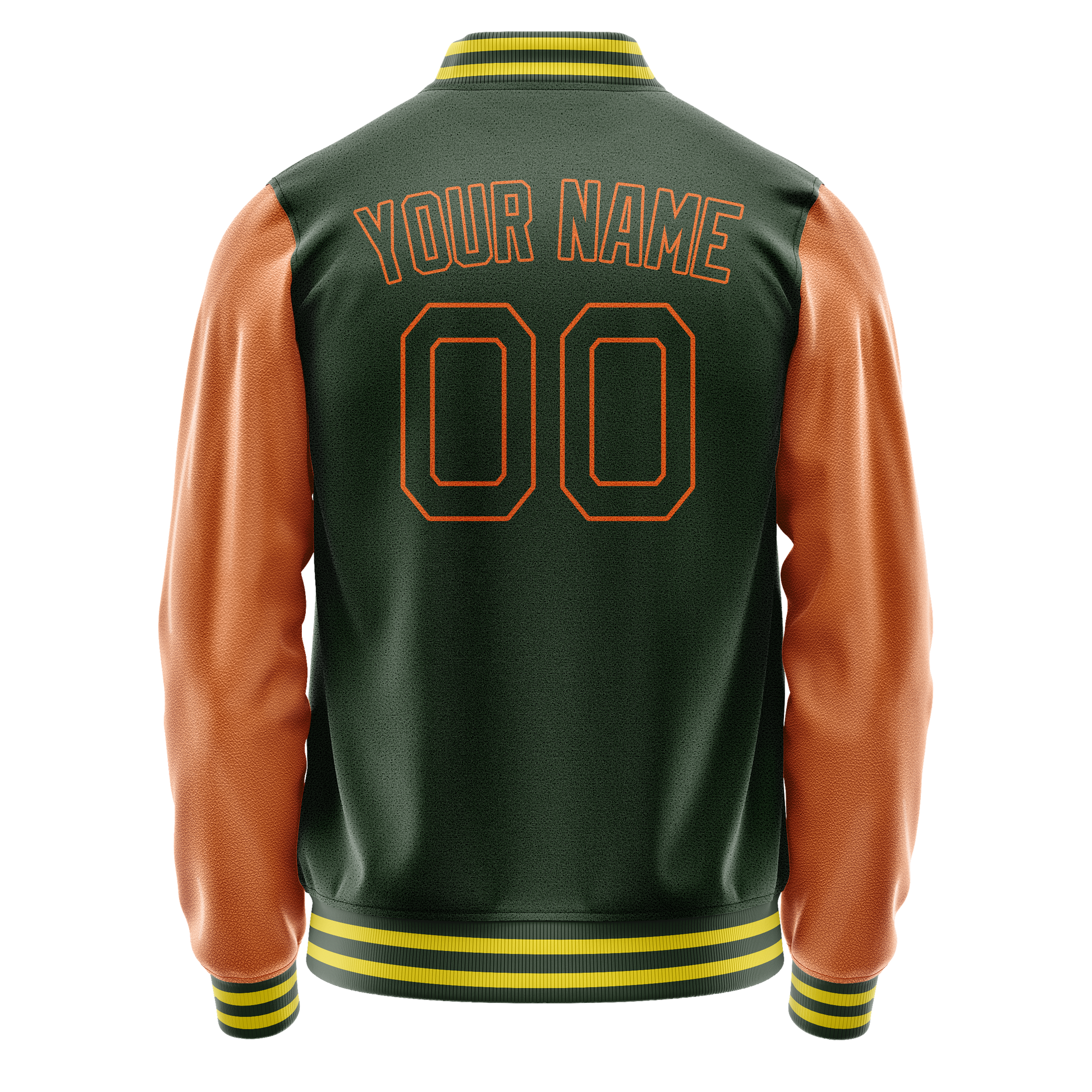 Custom Green Orange Solid Color Varsity Letterman Jacket JA02240617JG182
