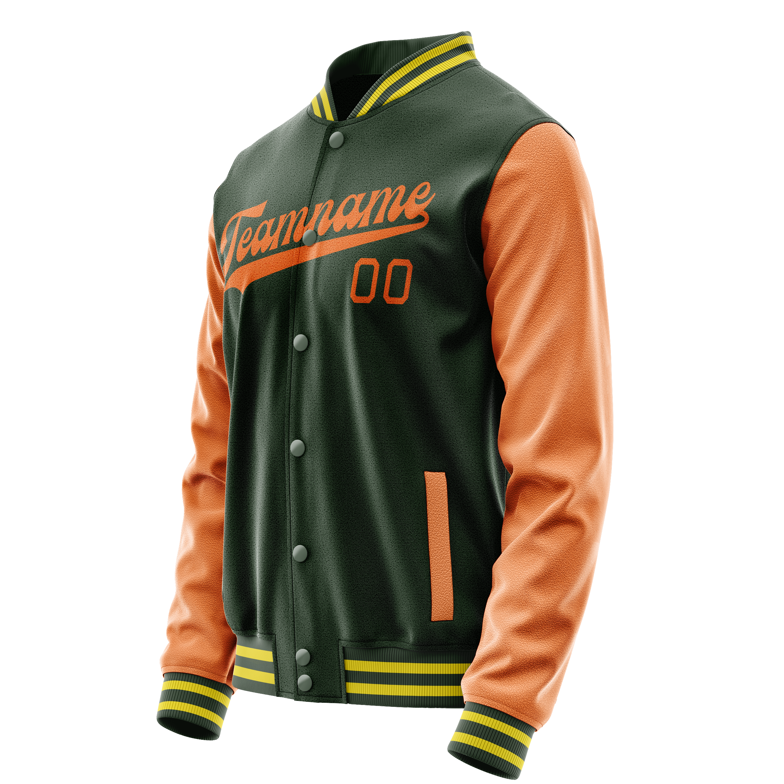Custom Green Orange Solid Color Varsity Letterman Jacket JA02240617JG182