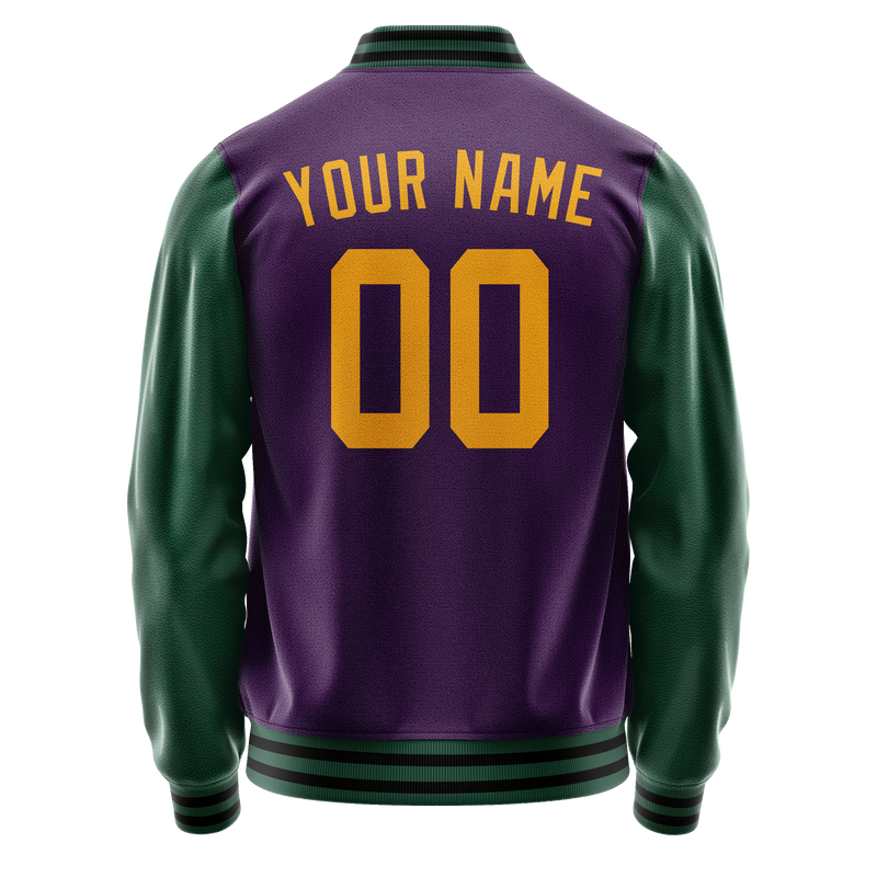 Custom Purple Kelly-Green Solid Color Varsity Letterman Jacket JA02240617KZ367