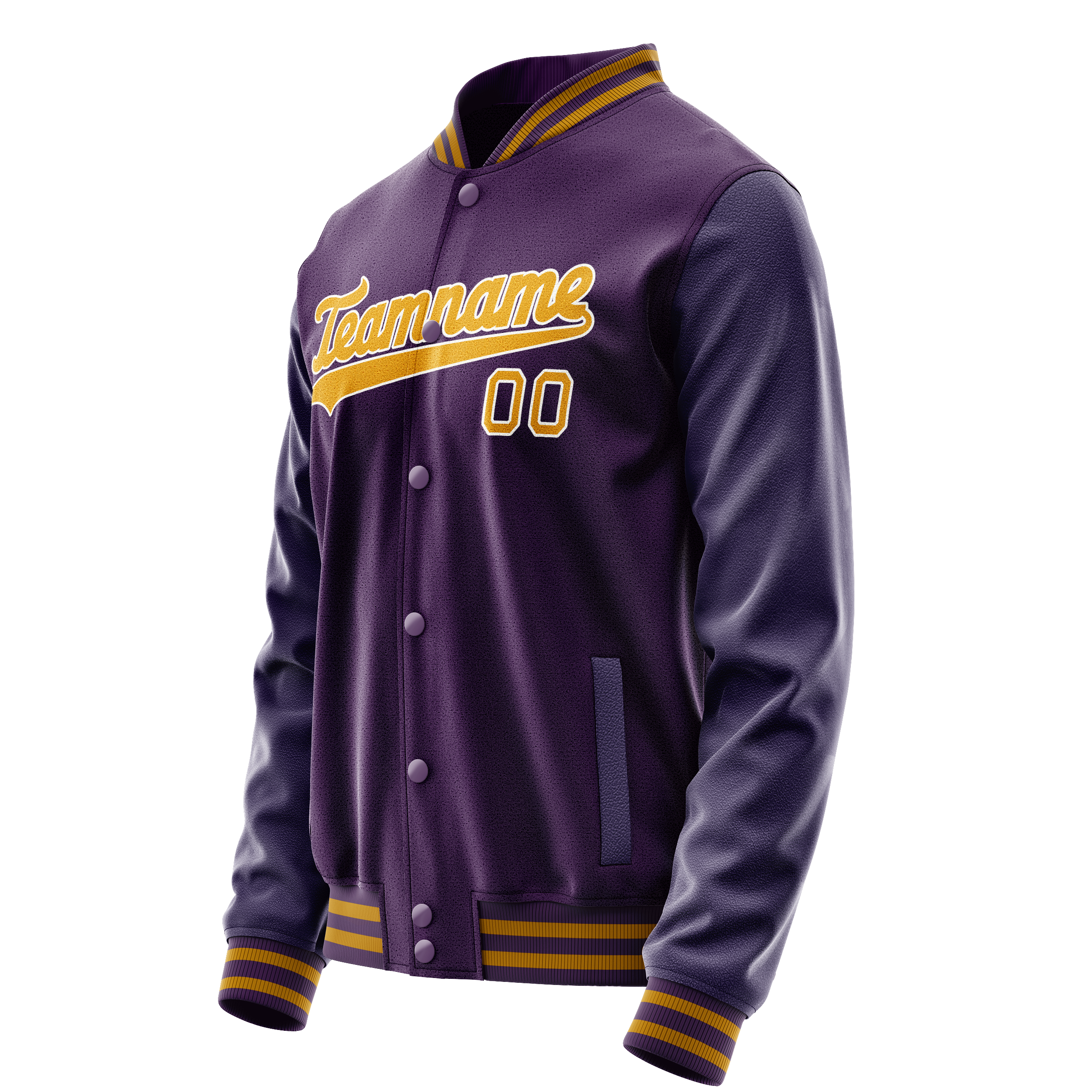 Custom Purple Gold Solid Color Varsity Letterman Jacket JA02240617KZ383