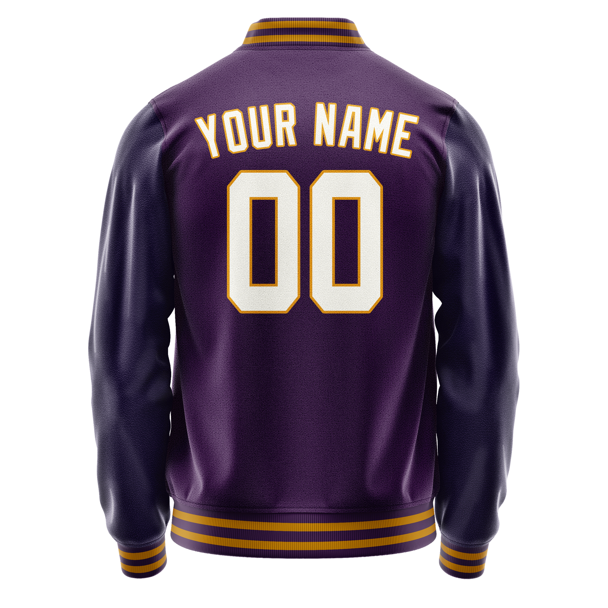 Custom Purple White Solid Color Varsity Letterman Jacket JA02240617KZ361