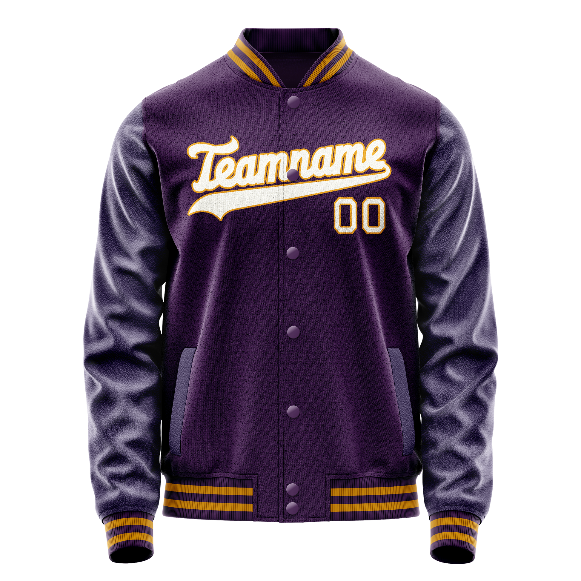 Custom Purple White Solid Color Varsity Letterman Jacket JA02240617KZ361