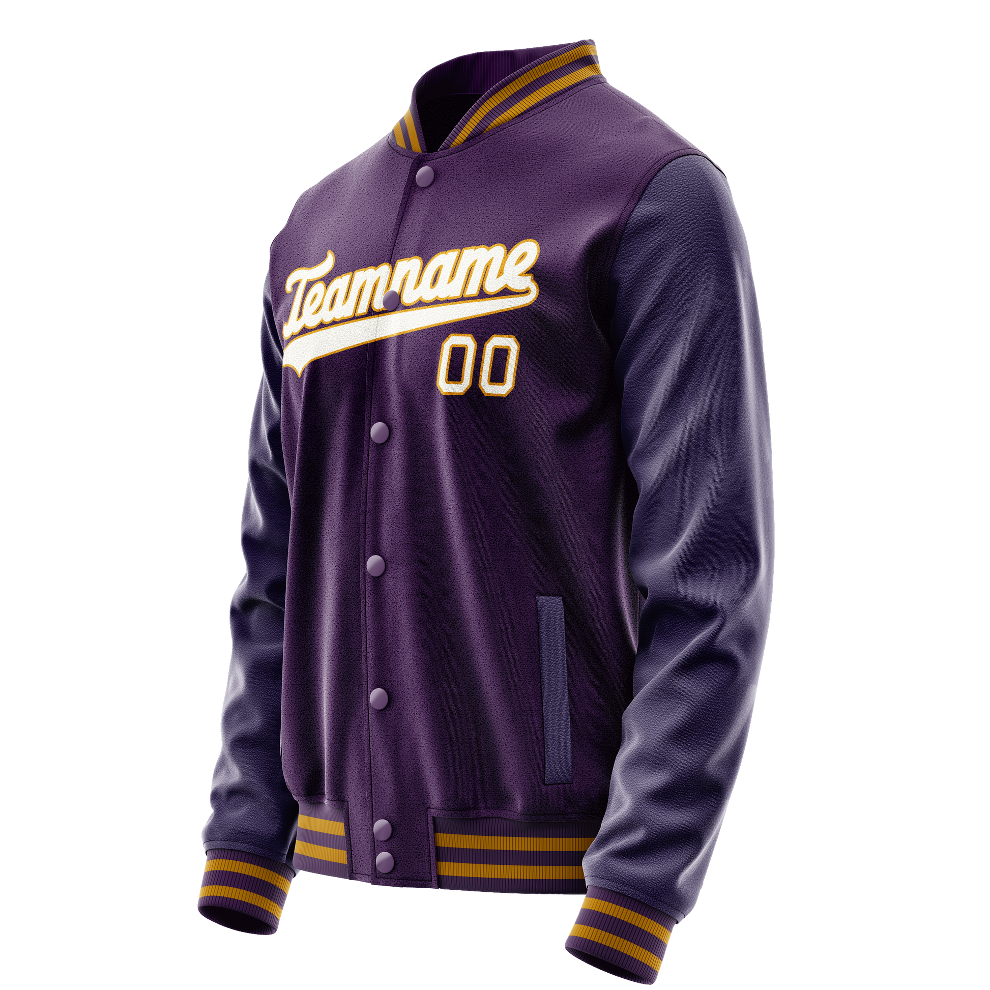 Custom Purple White Solid Color Varsity Letterman Jacket JA02240617KZ361