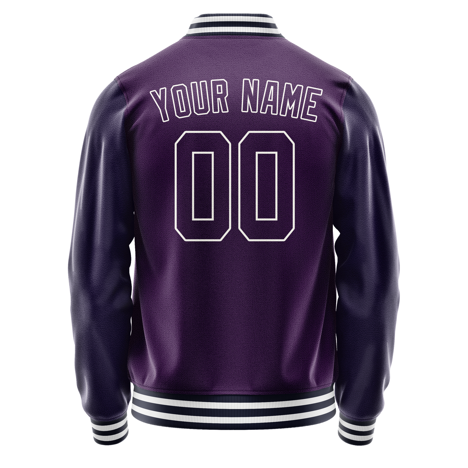 Custom Purple White Solid Color Varsity Letterman Jacket JA02240617KZ382