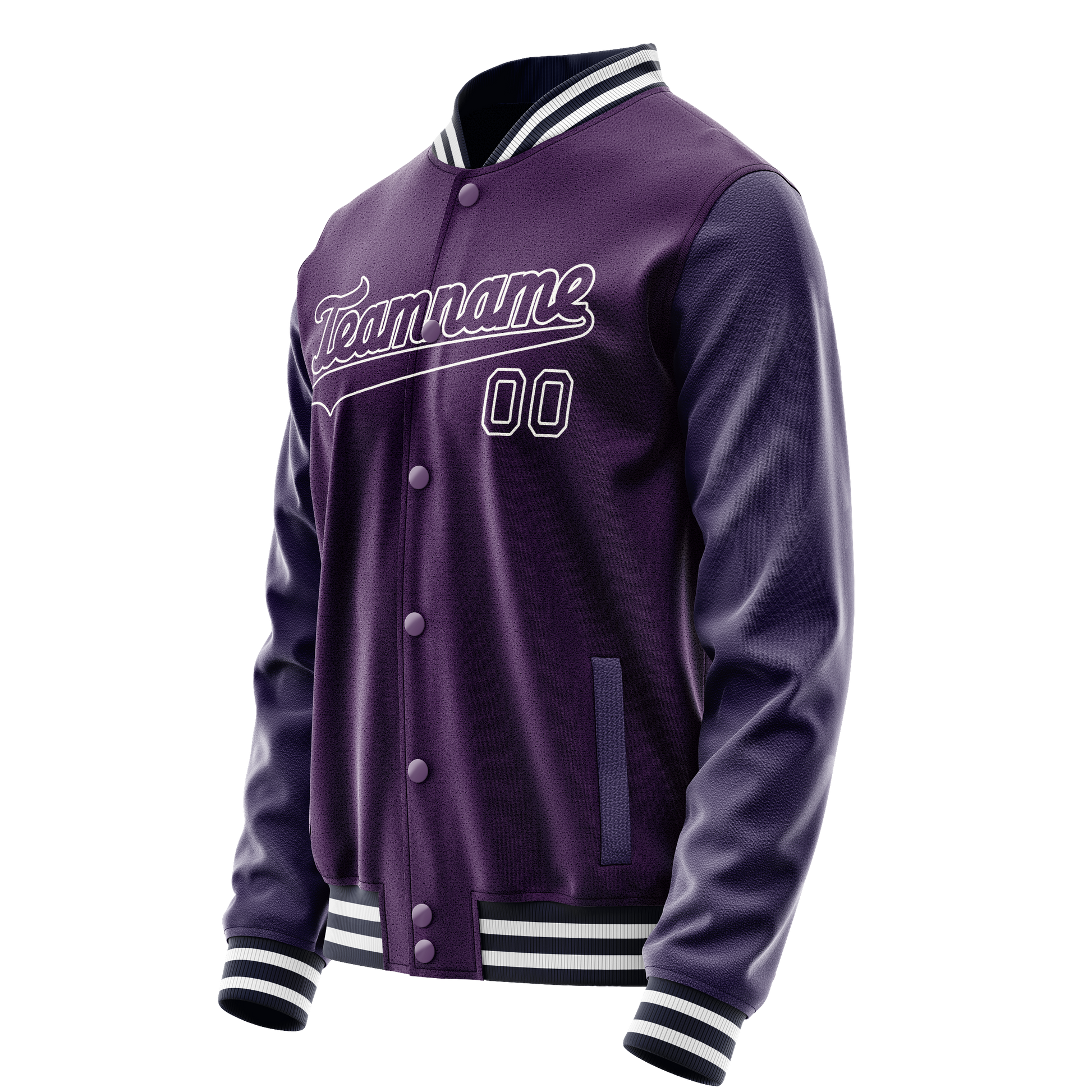 Custom Purple White Solid Color Varsity Letterman Jacket JA02240617KZ382