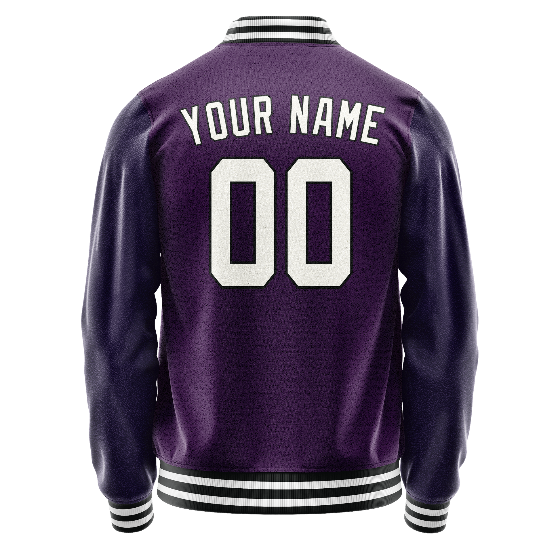 Custom Purple White Solid Color Varsity Letterman Jacket JA02240617KZ371
