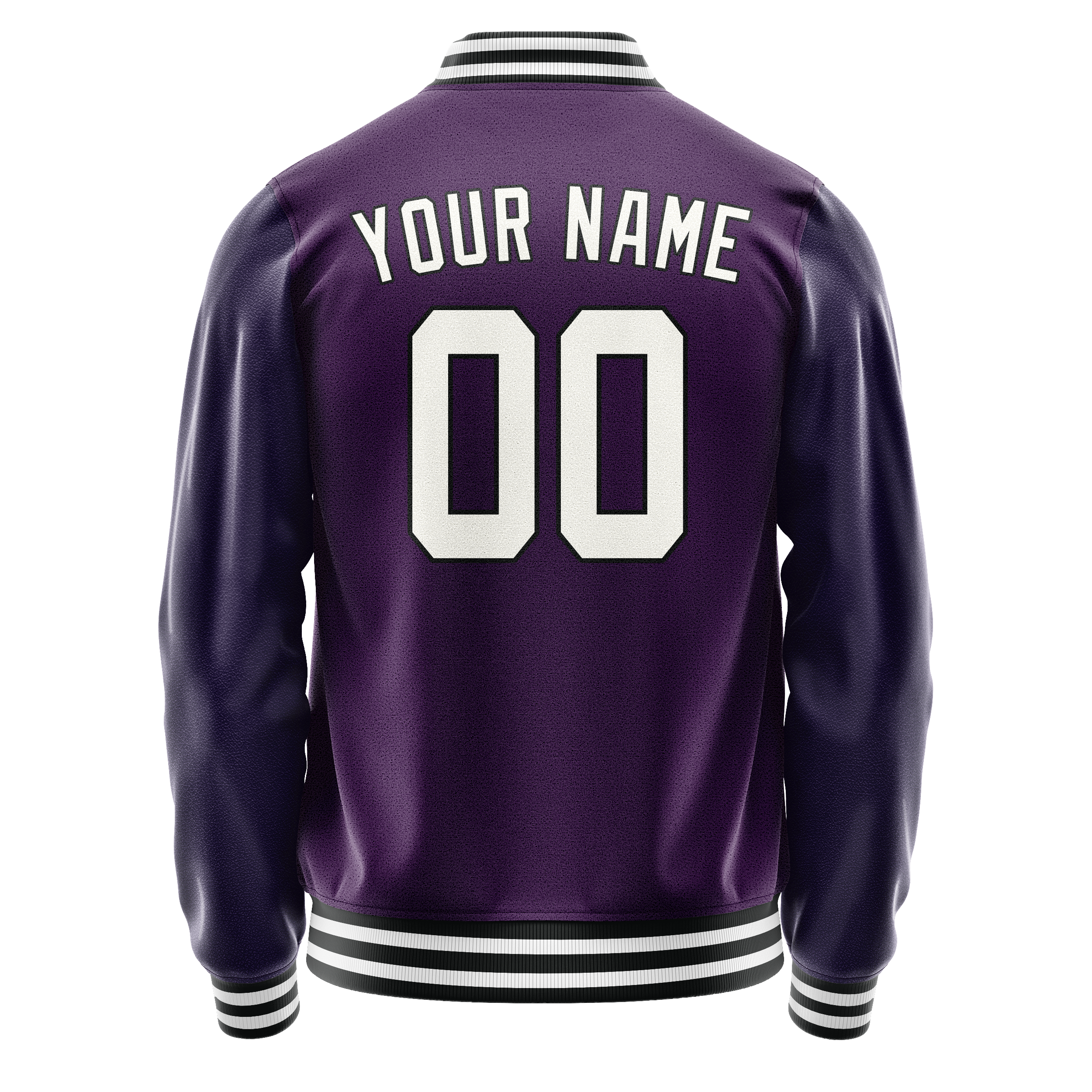 Custom Purple White Solid Color Varsity Letterman Jacket JA02240617KZ371