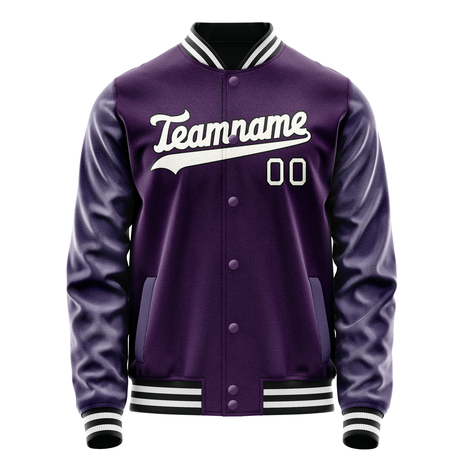 Custom Purple White Solid Color Varsity Letterman Jacket JA02240617KZ371