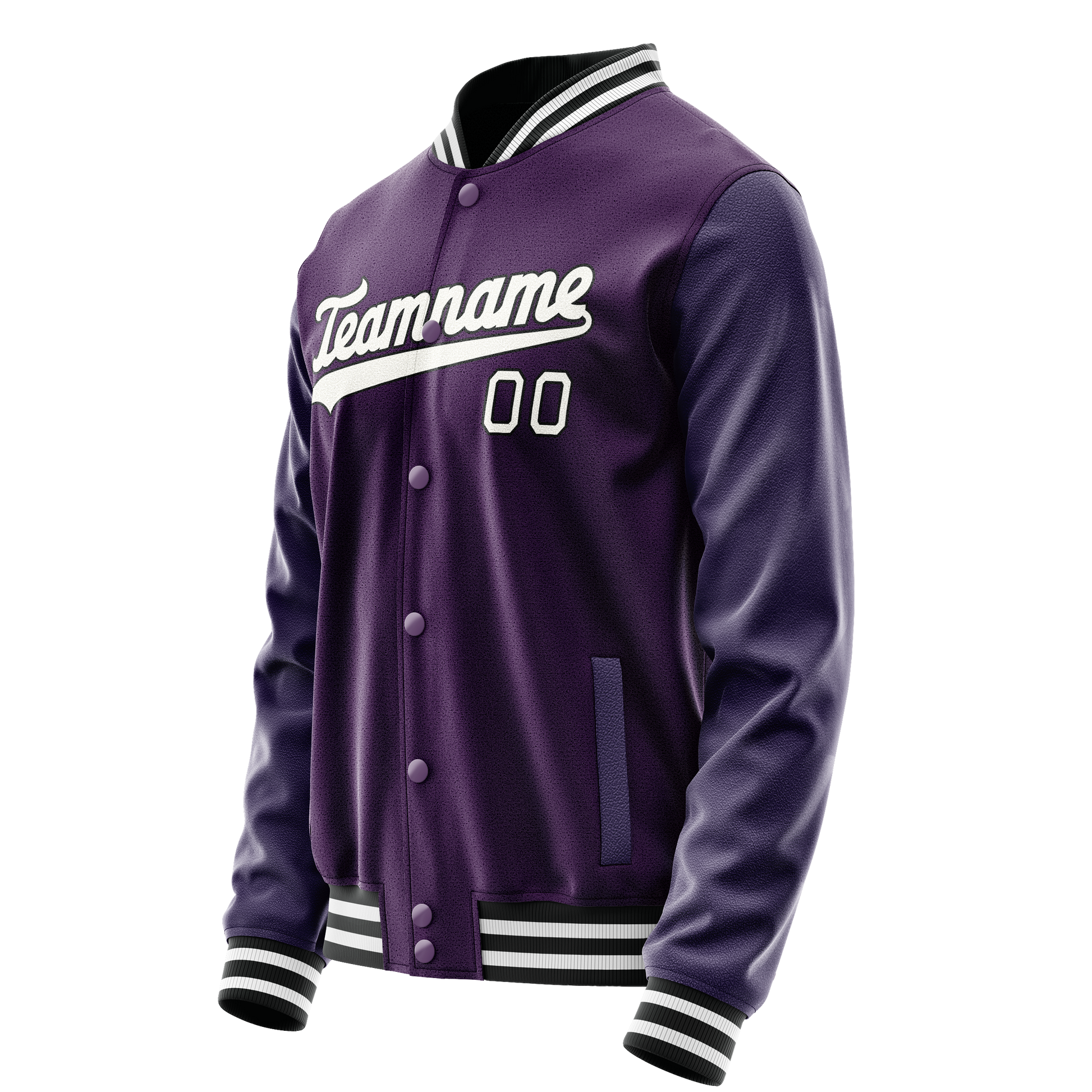 Custom Purple White Solid Color Varsity Letterman Jacket JA02240617KZ371